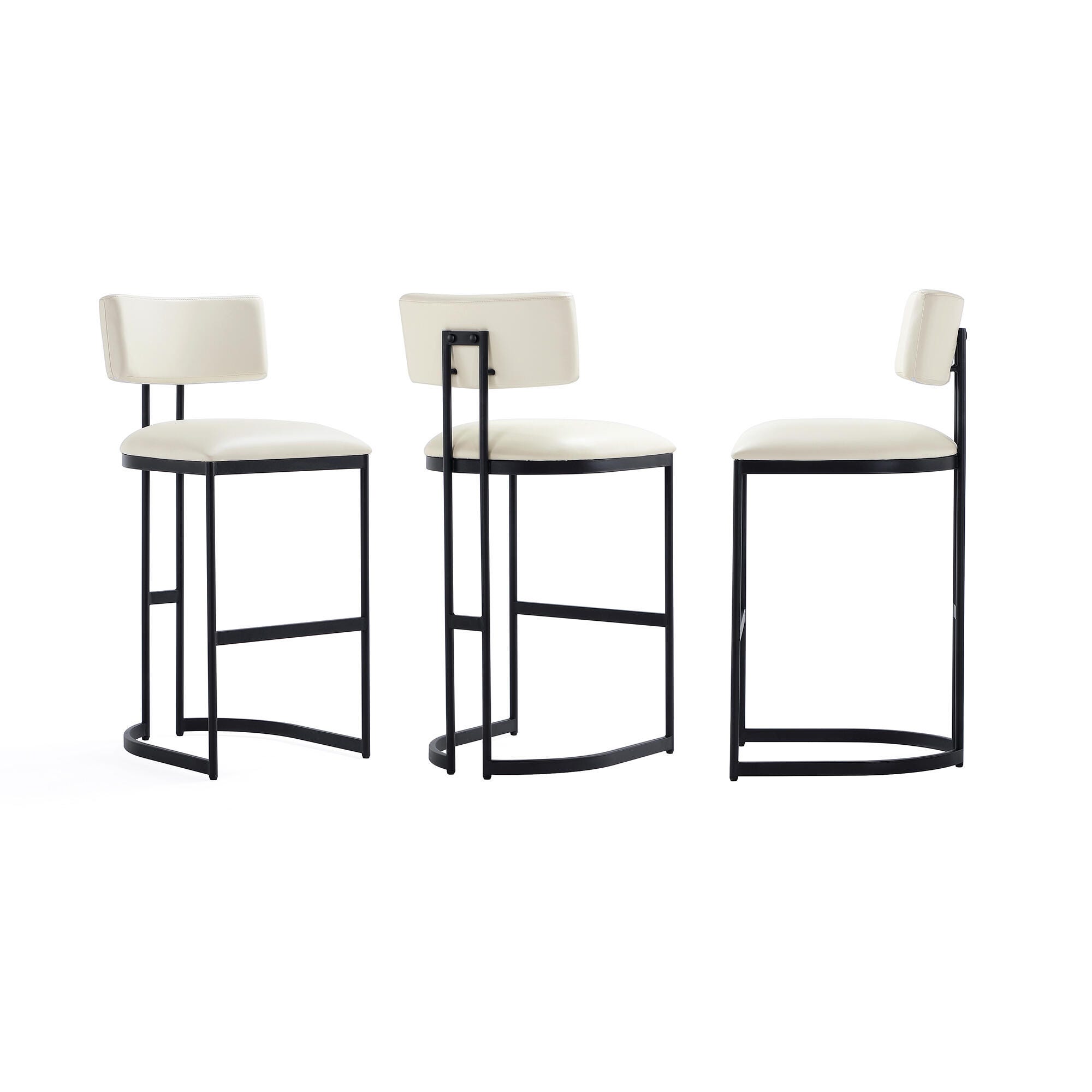 Manhattan Comfort Juno Bar Height Bar Stool, Ivory, large