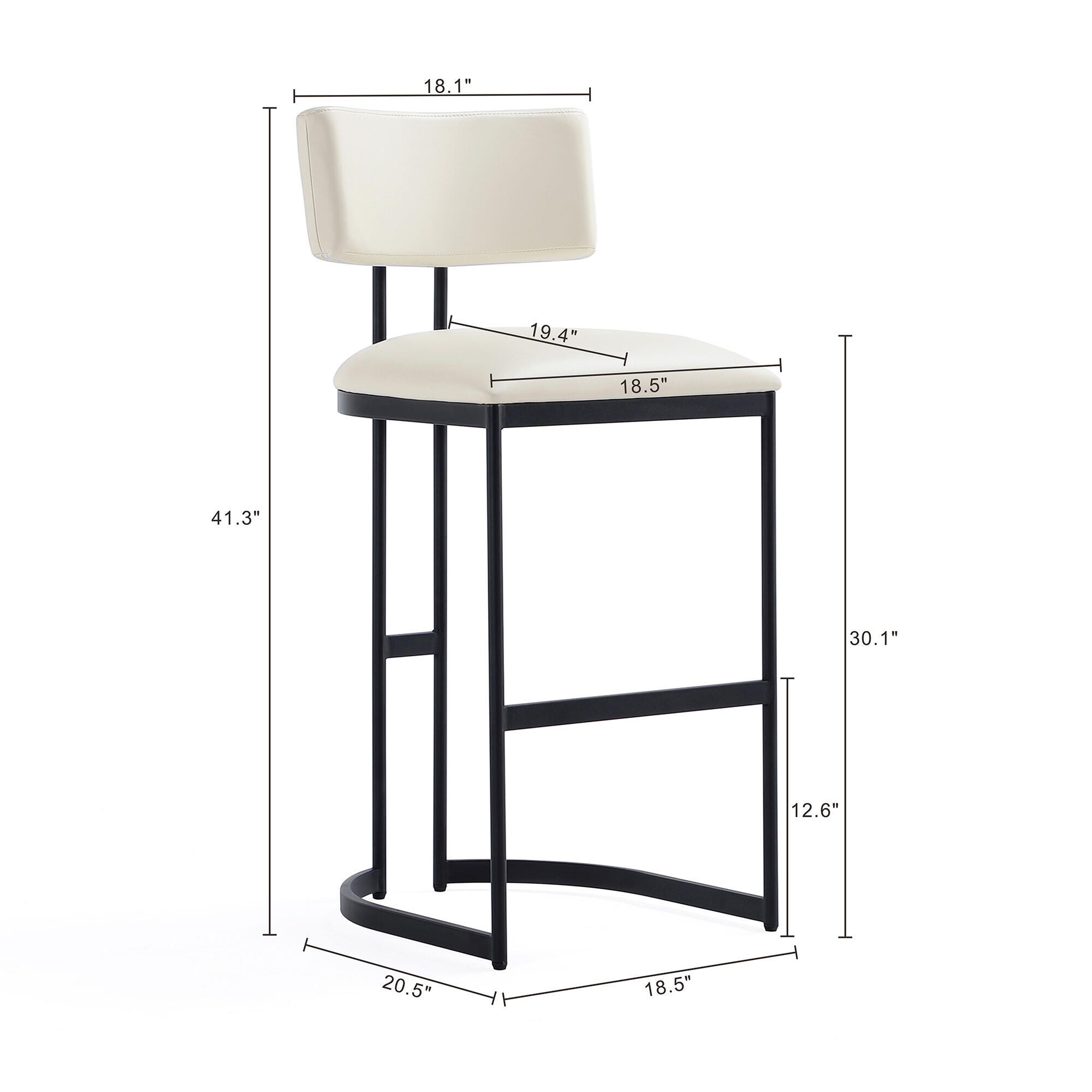 Manhattan Comfort Juno Bar Height Bar Stool, Ivory, large