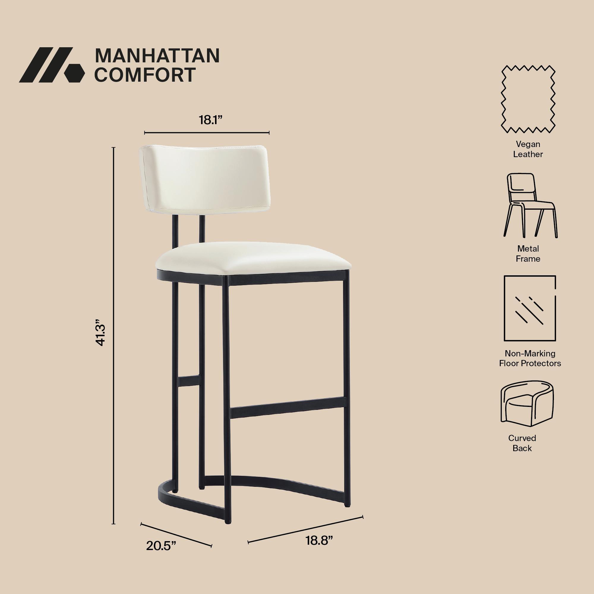 Manhattan Comfort Juno Bar Height Bar Stool, Ivory, large