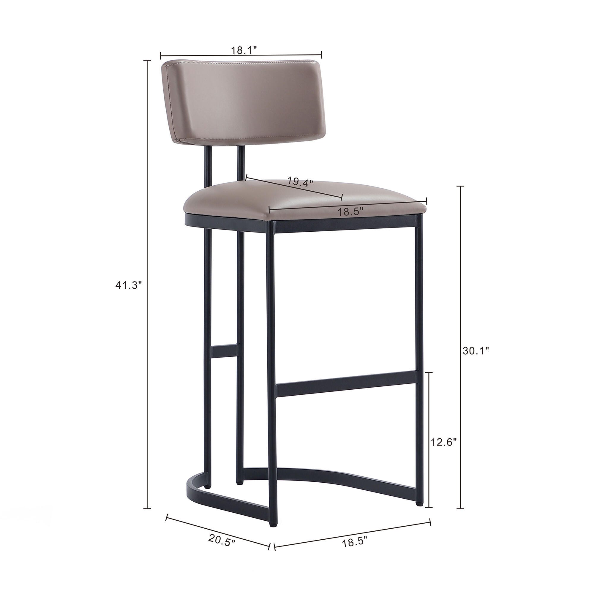 Manhattan Comfort Juno Bar Height Bar Stool, Taupe, large