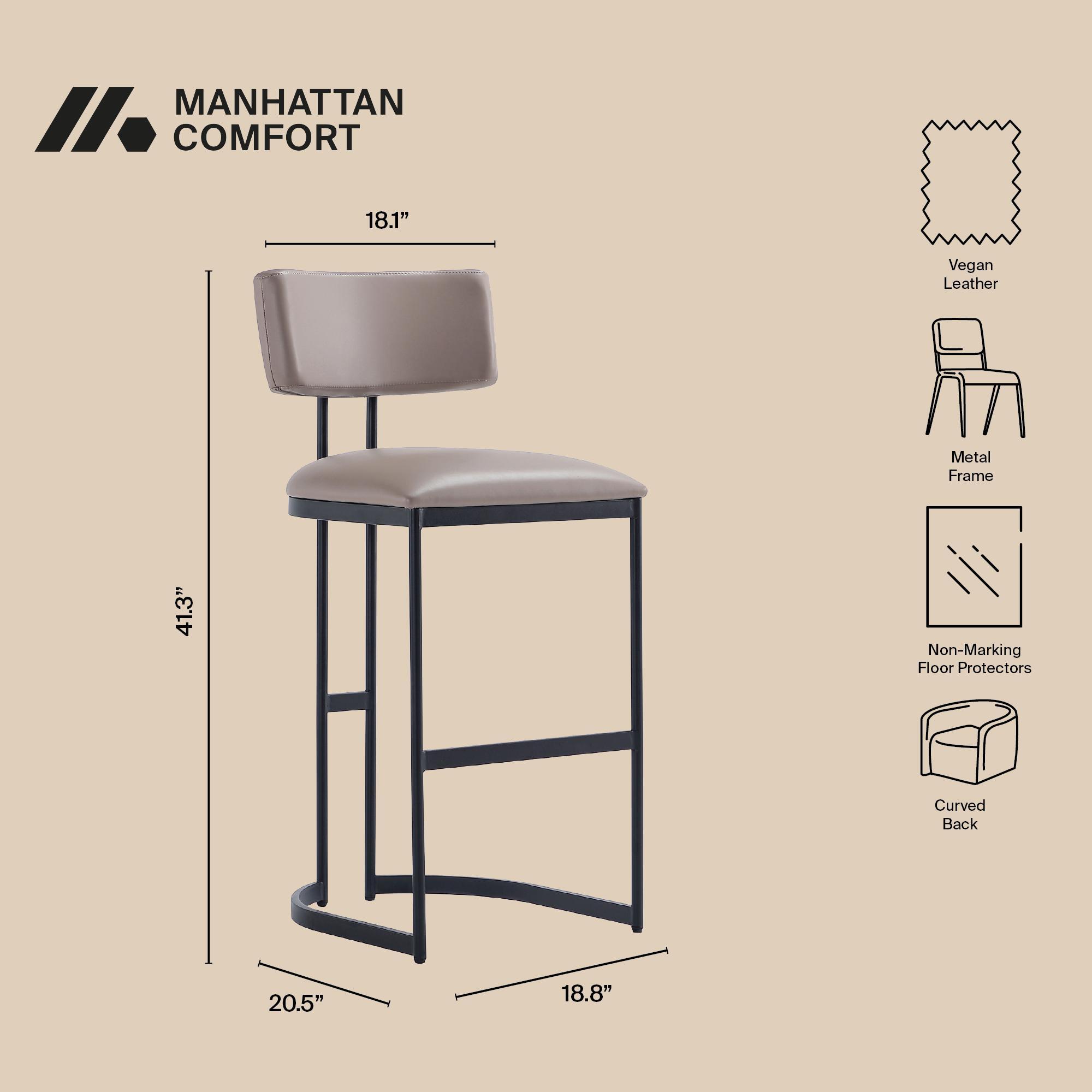 Manhattan Comfort Juno Bar Height Bar Stool, Taupe, large