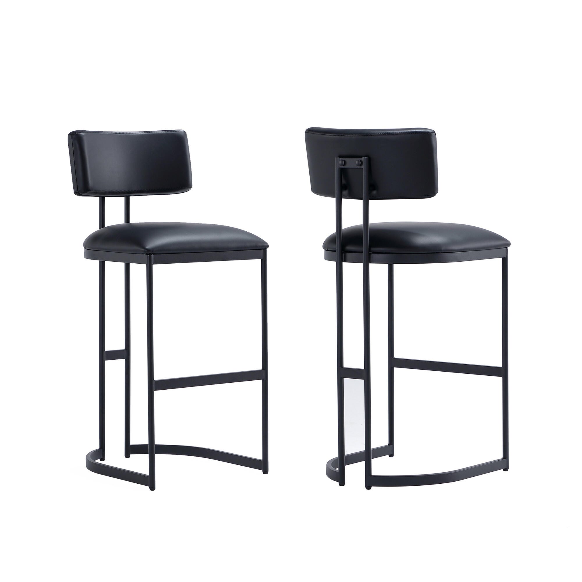 Manhattan Comfort Juno Bar Height Bar Stool, Black, large
