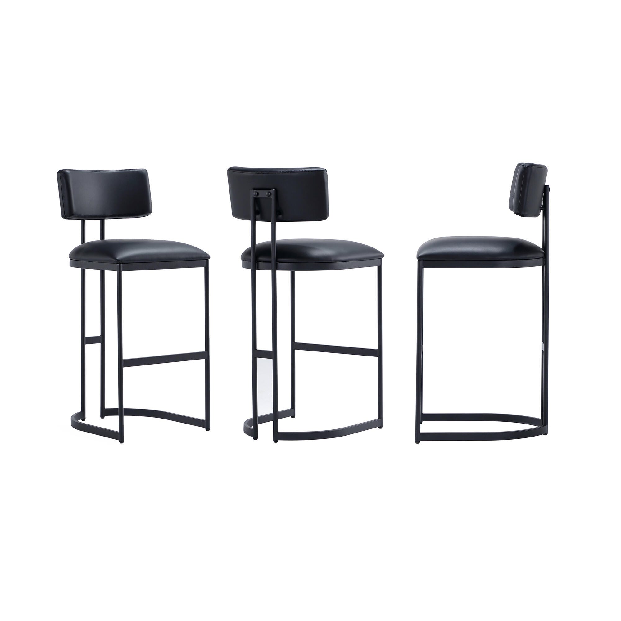 Manhattan Comfort Juno Bar Height Bar Stool, Black, large