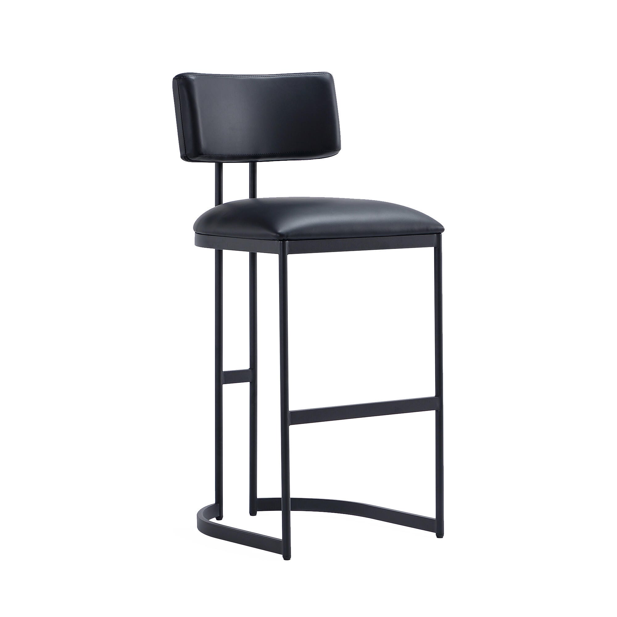 Manhattan Comfort Juno Bar Height Bar Stool, Black, large