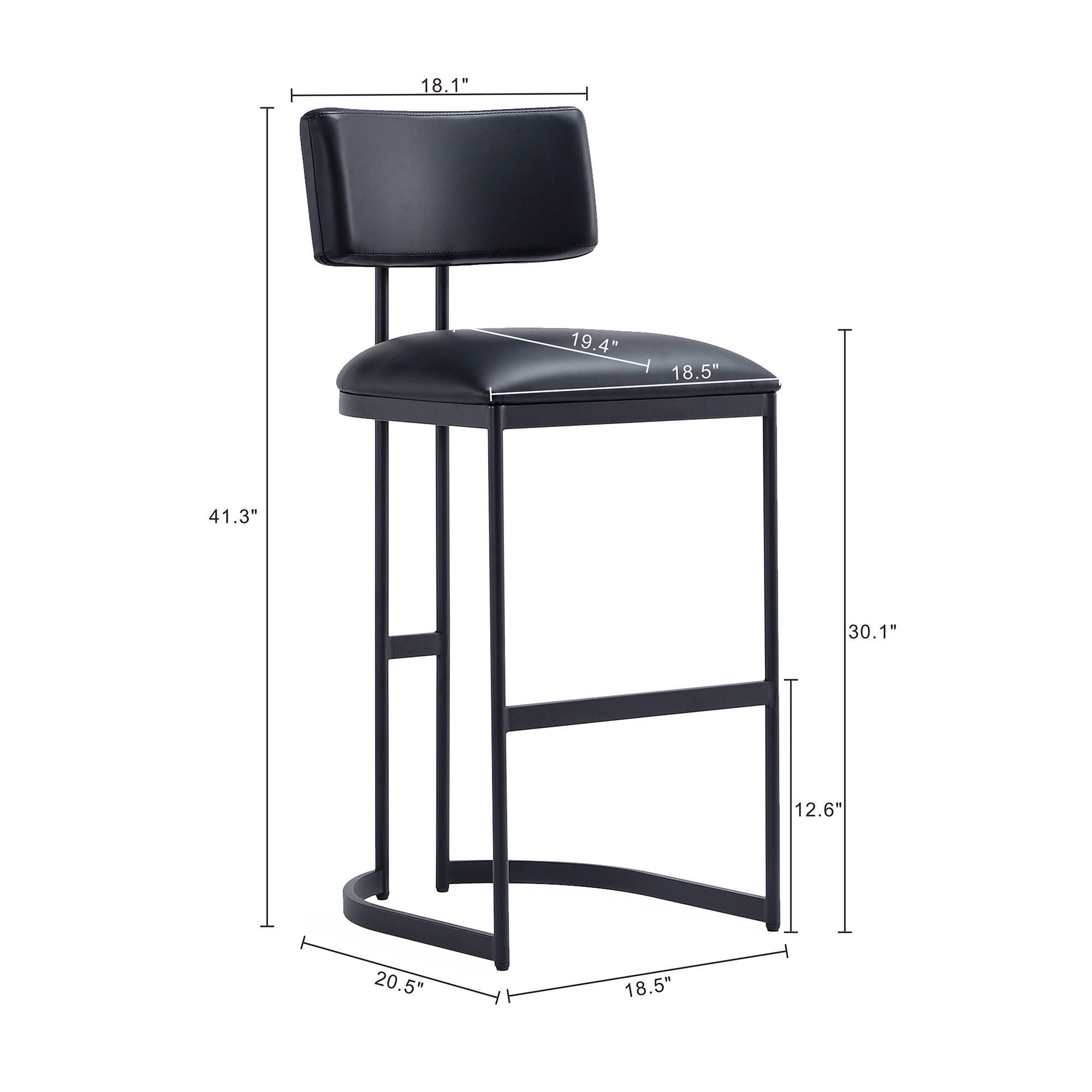 Manhattan Comfort Juno Bar Height Bar Stool, Black, large