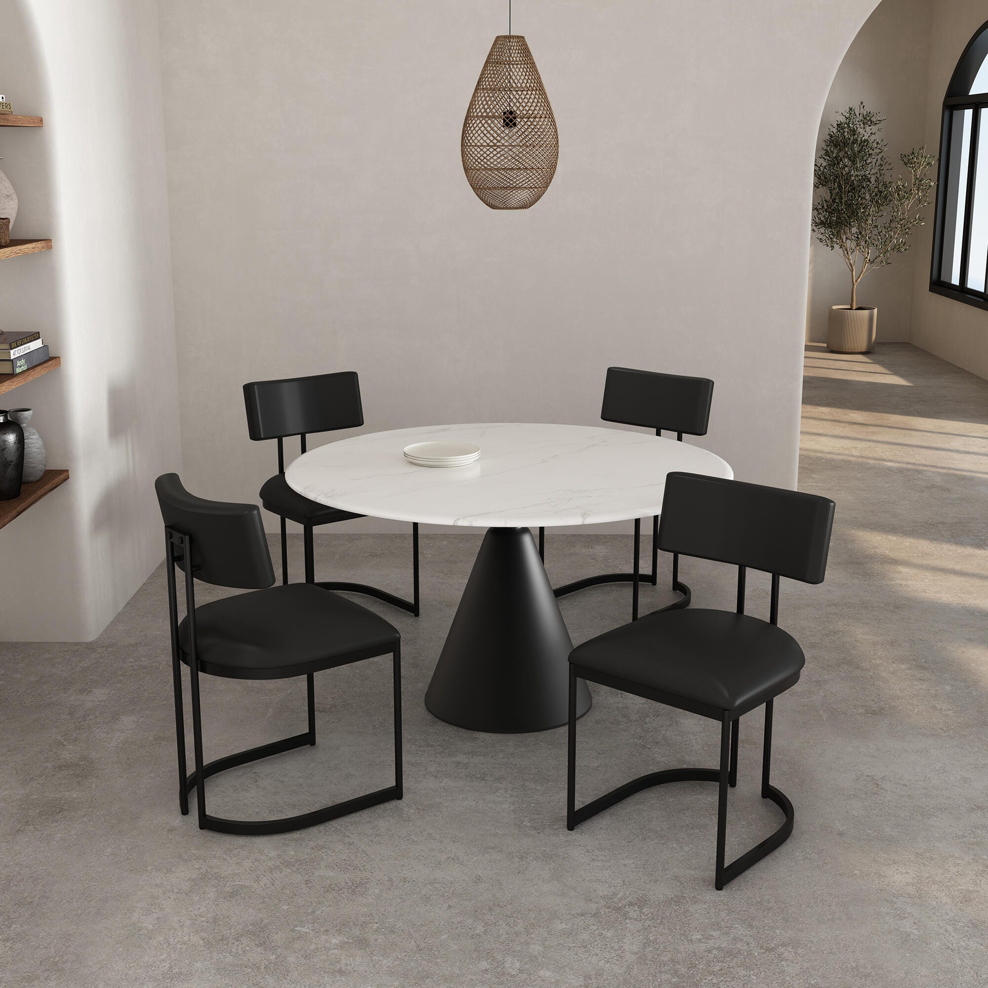 Manhattan Comfort Juno Side Chair (Set of 2), Black, large