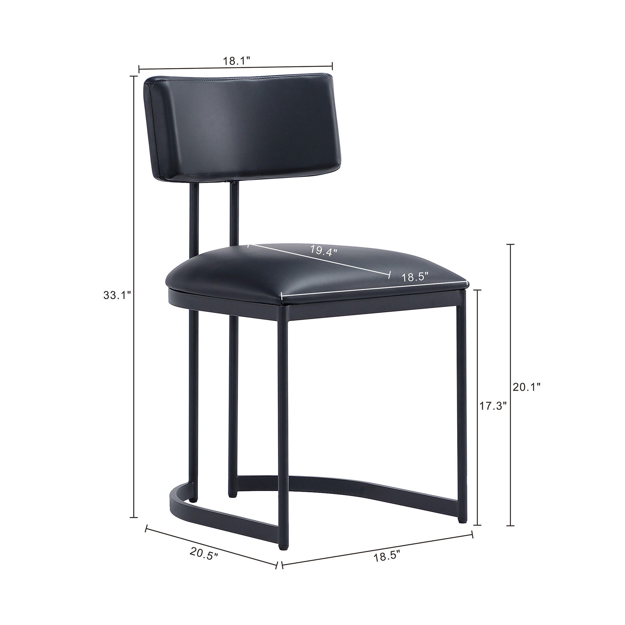 Manhattan Comfort Juno Side Chair (Set of 2), Black, large