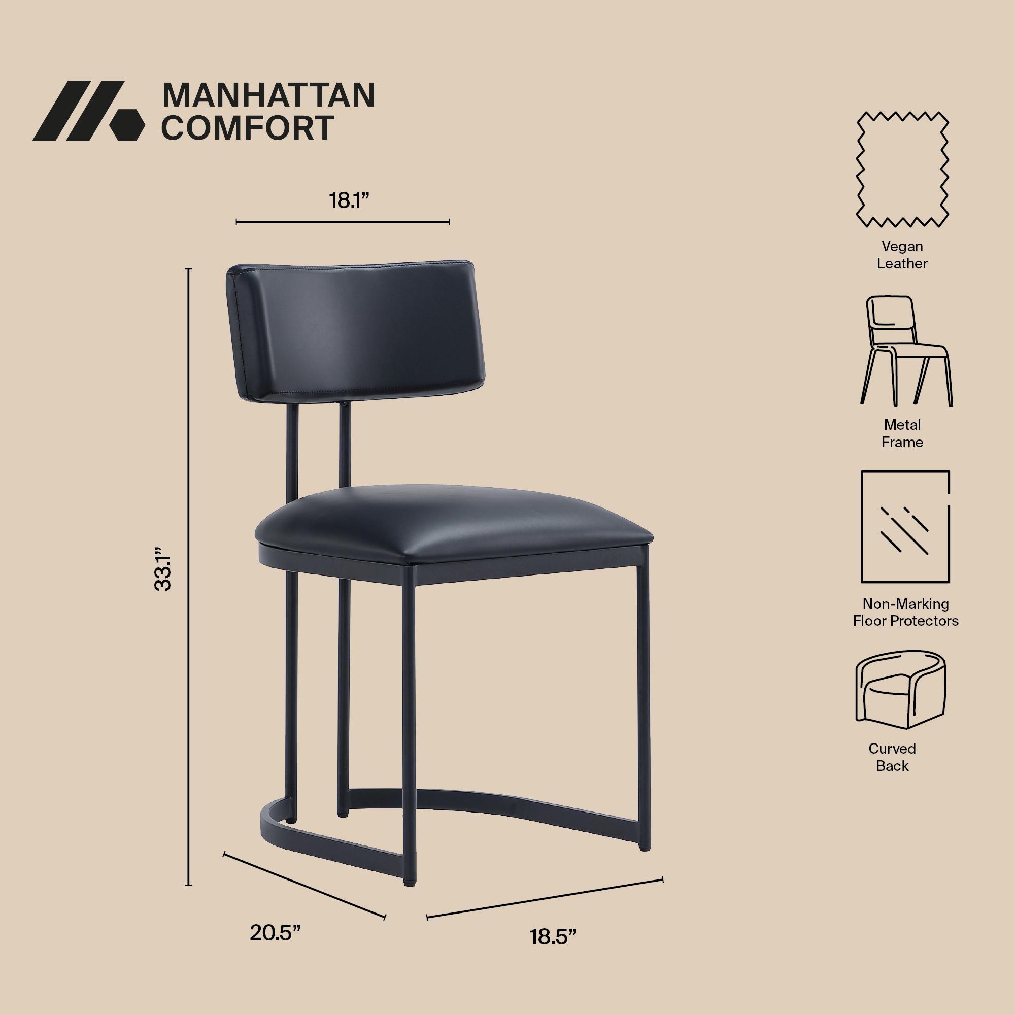 Manhattan Comfort Juno Side Chair (Set of 2), Black, large
