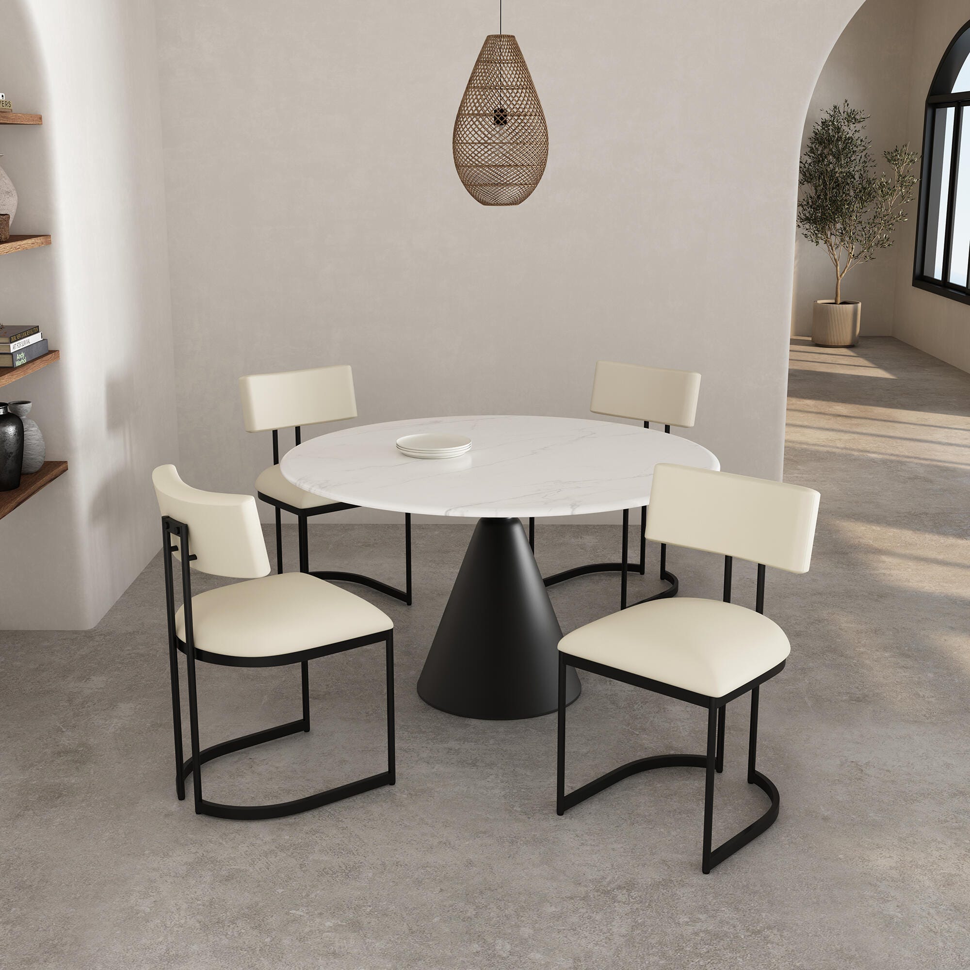 Manhattan Comfort Juno Side Chair (Set of 2), Cream, large