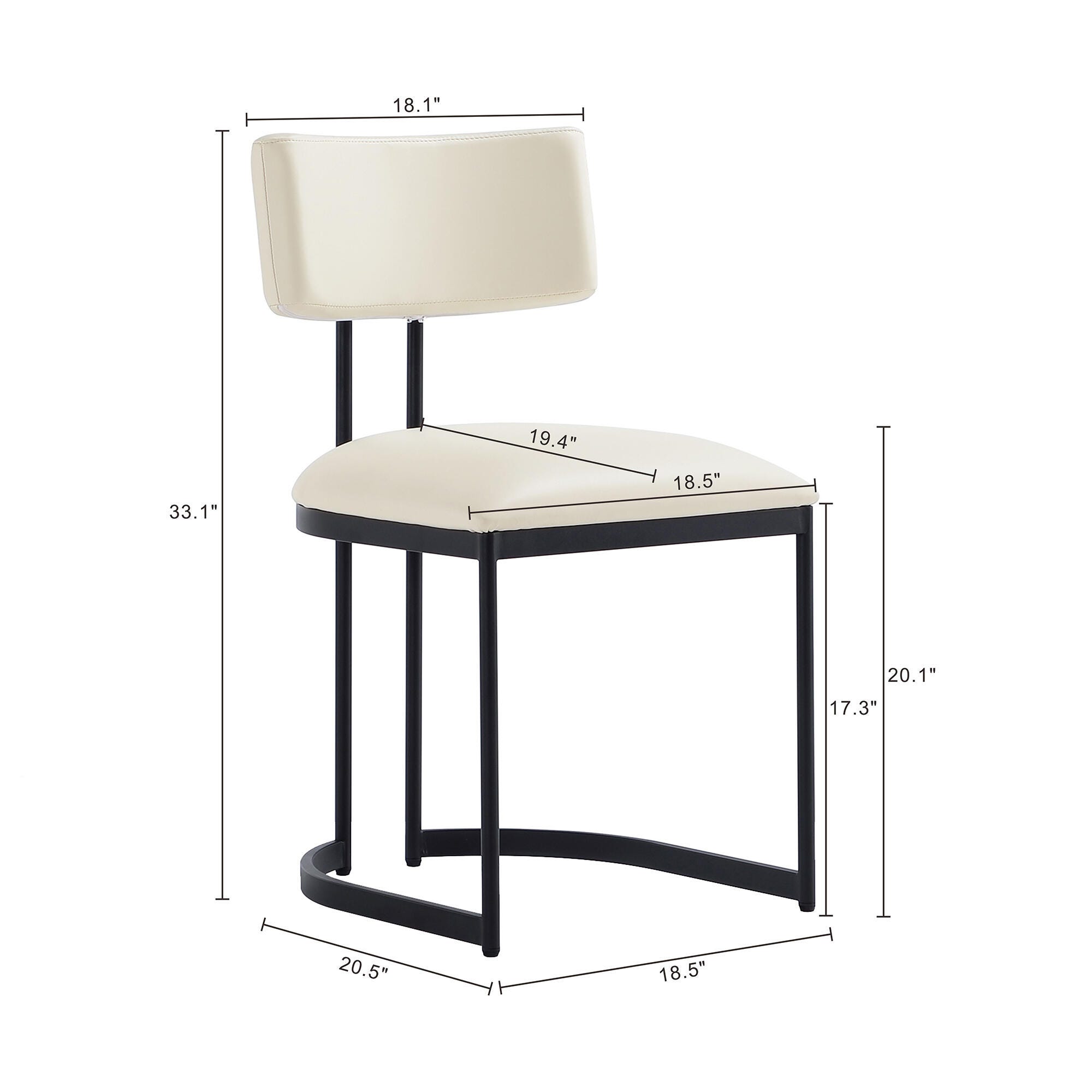Manhattan Comfort Juno Side Chair (Set of 2), Cream, large
