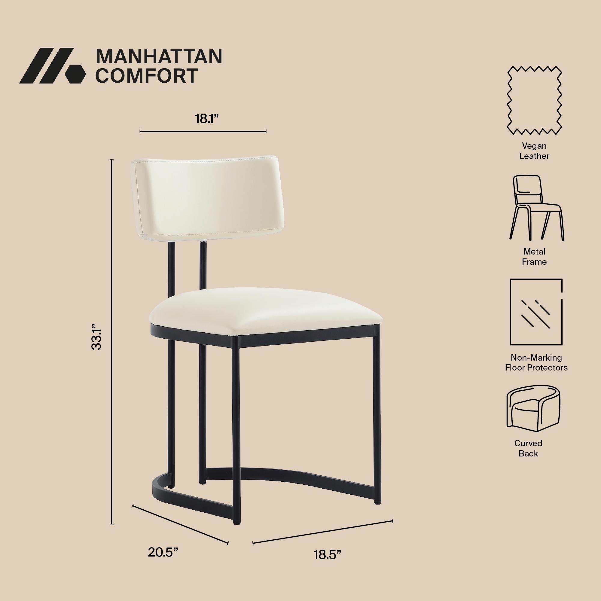 Manhattan Comfort Juno Side Chair (Set of 2), Cream, large