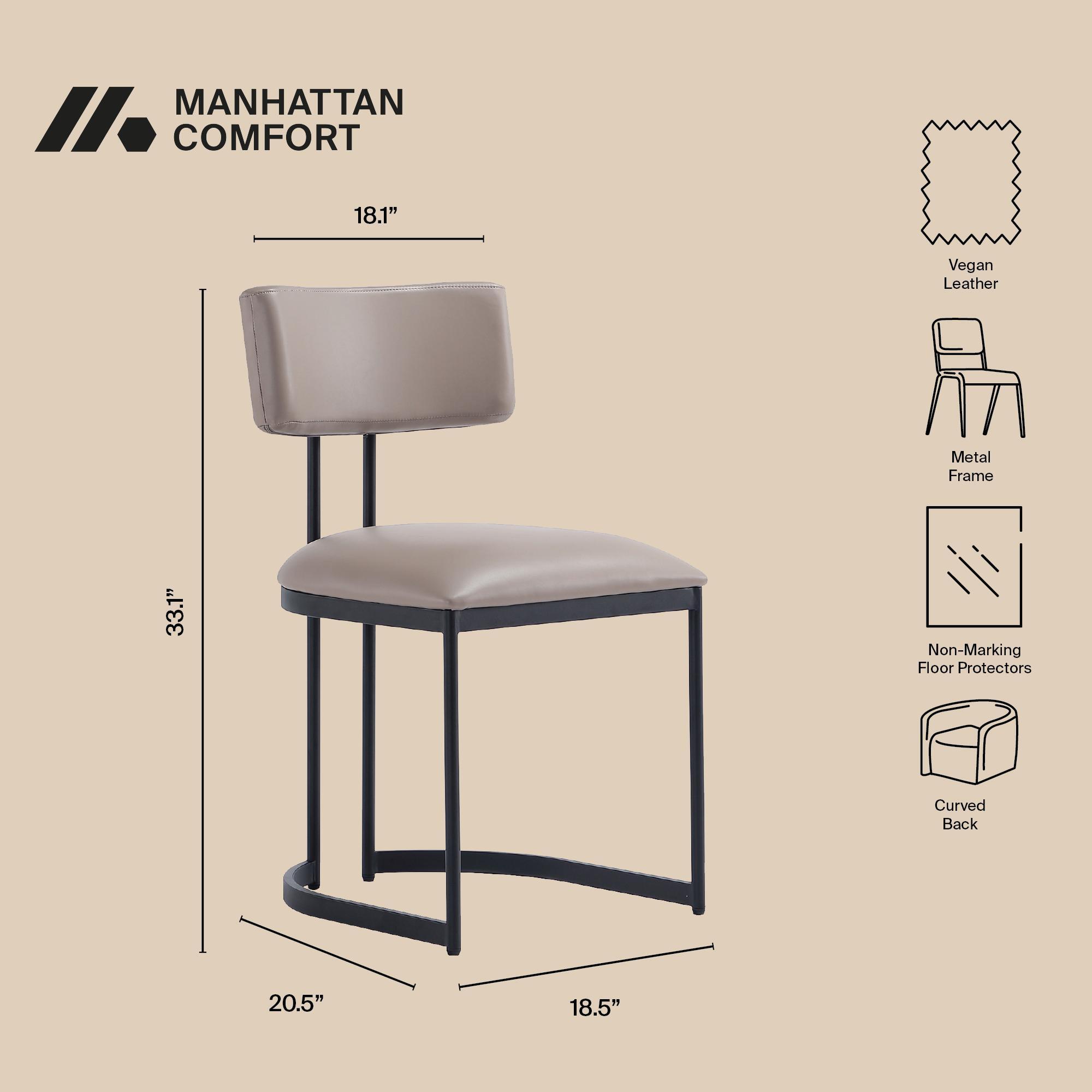Manhattan Comfort Juno Side Chair (Set of 2), Taupe, large