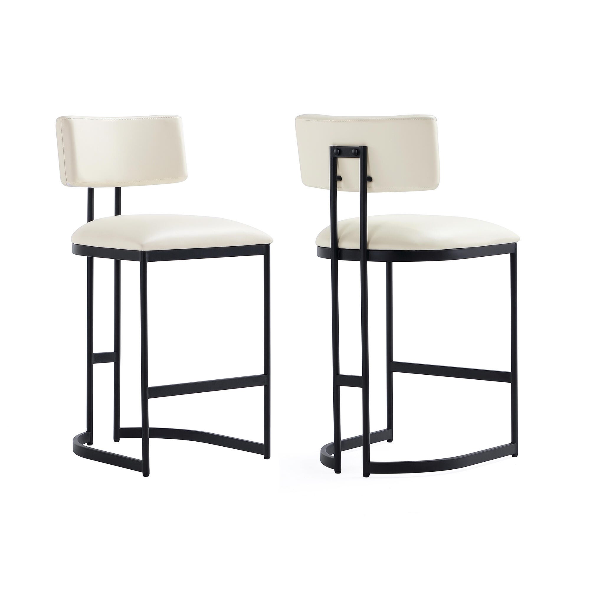 Manhattan Comfort Juno Counter Height Bar Stool, Ivory, large