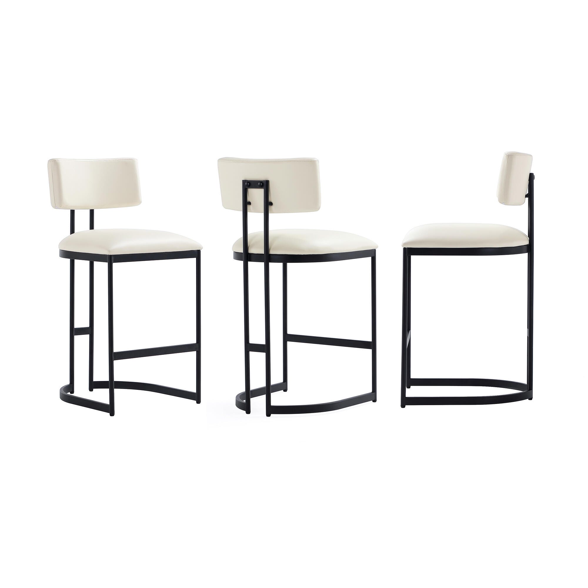 Manhattan Comfort Juno Counter Height Bar Stool, Ivory, large