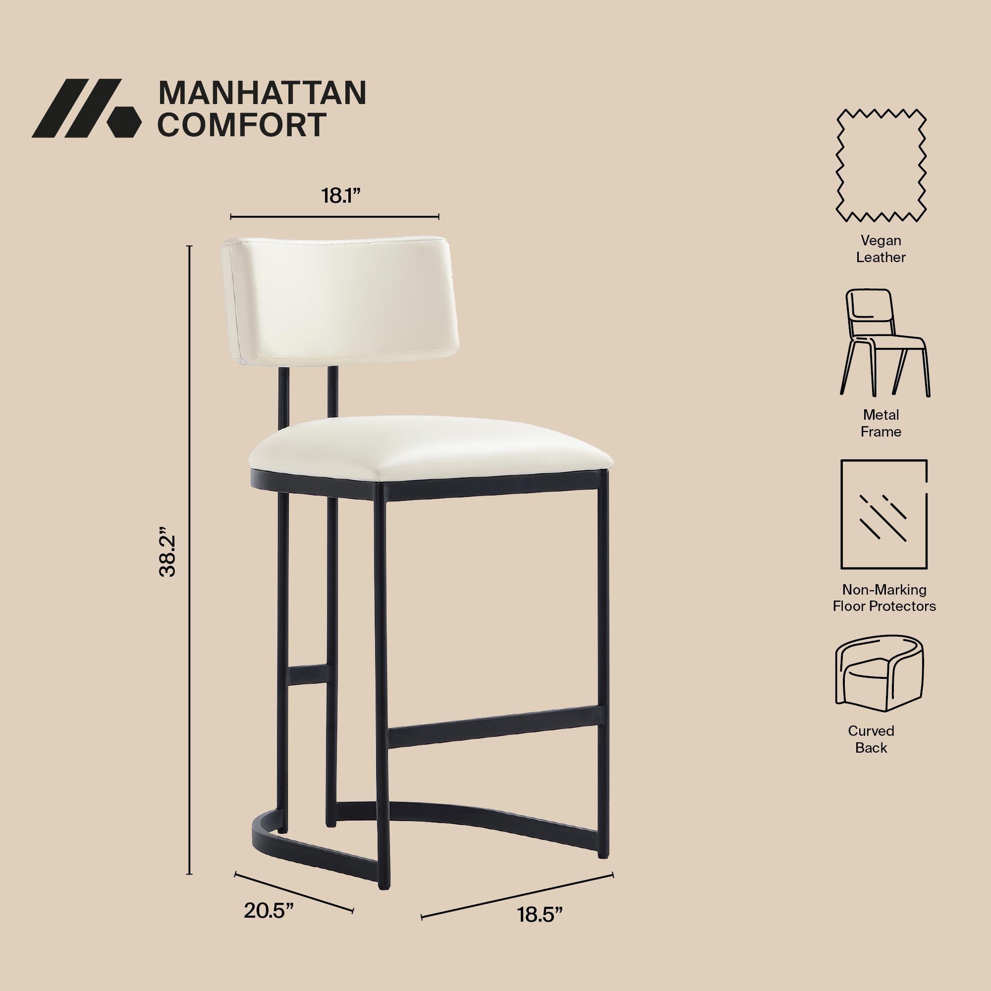 Manhattan Comfort Juno Counter Height Bar Stool, Ivory, large