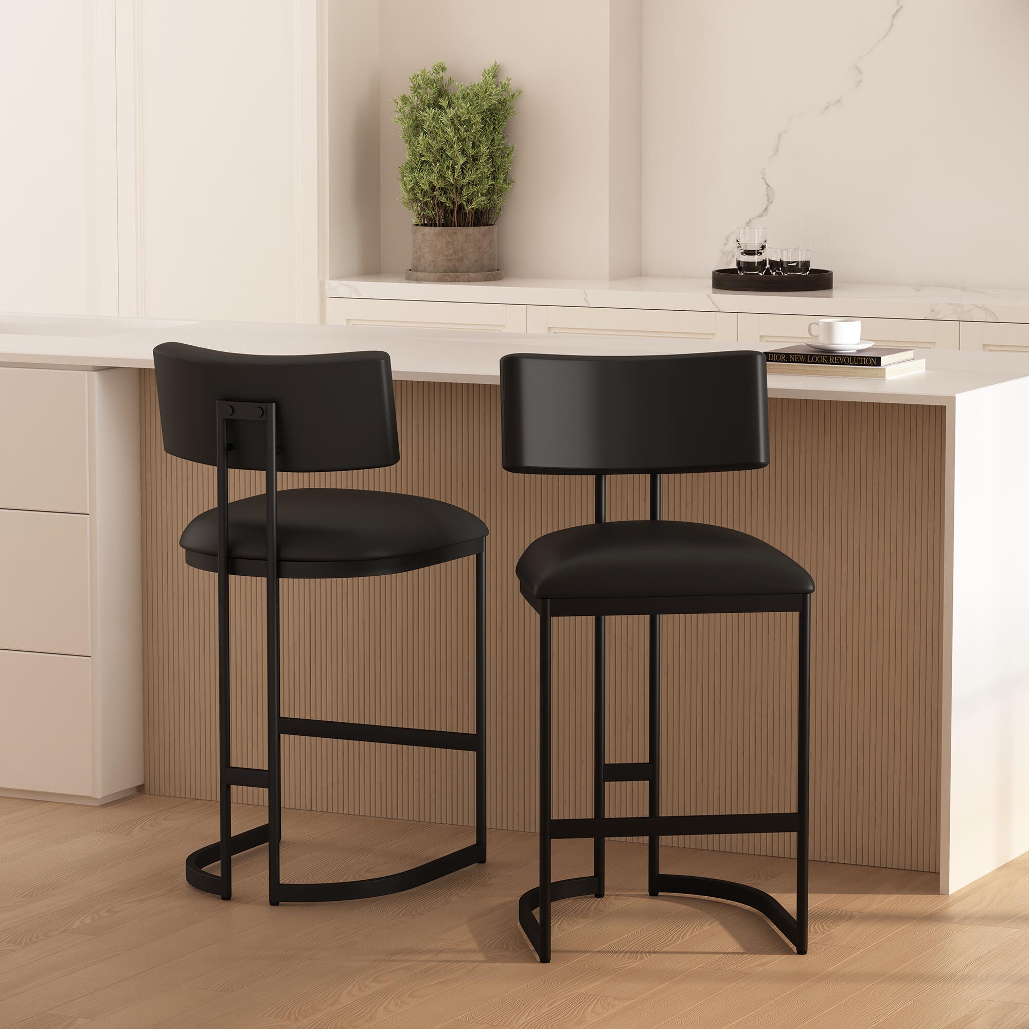 Manhattan Comfort Juno Counter Height Bar Stool, Black, large