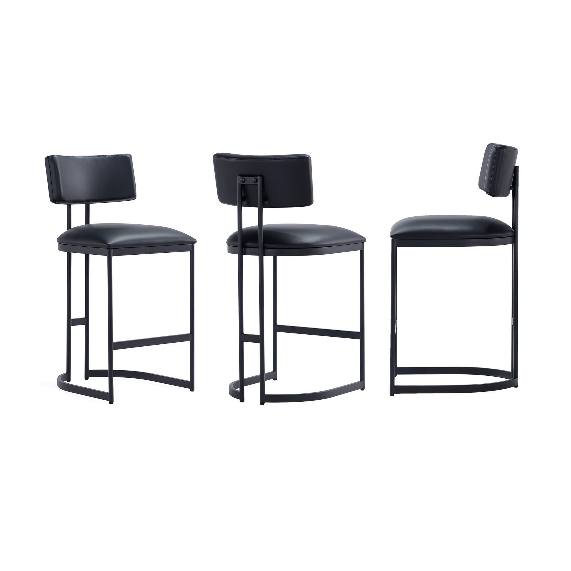 Manhattan Comfort Juno Counter Height Bar Stool, Black, large