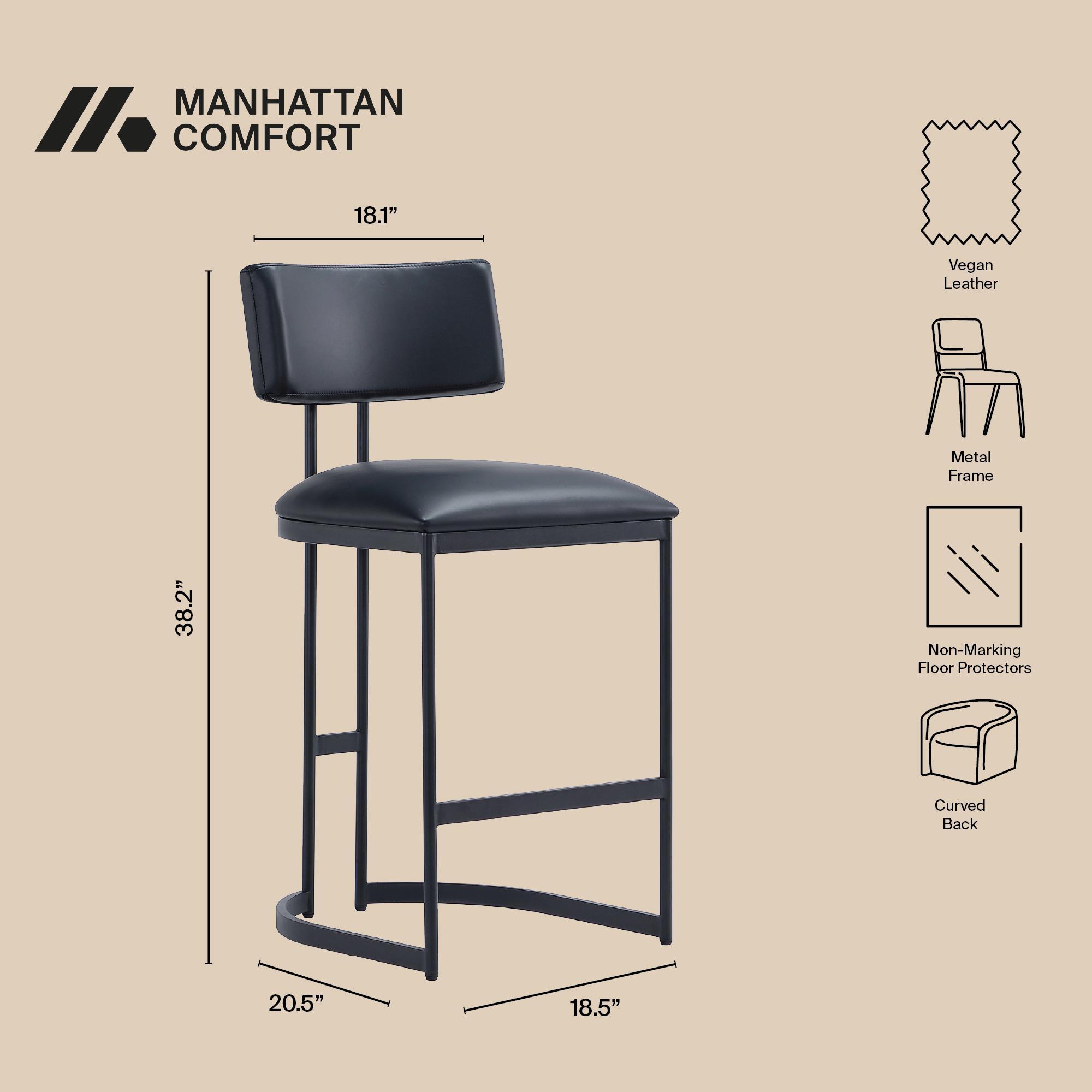 Manhattan Comfort Juno Counter Height Bar Stool, Black, large