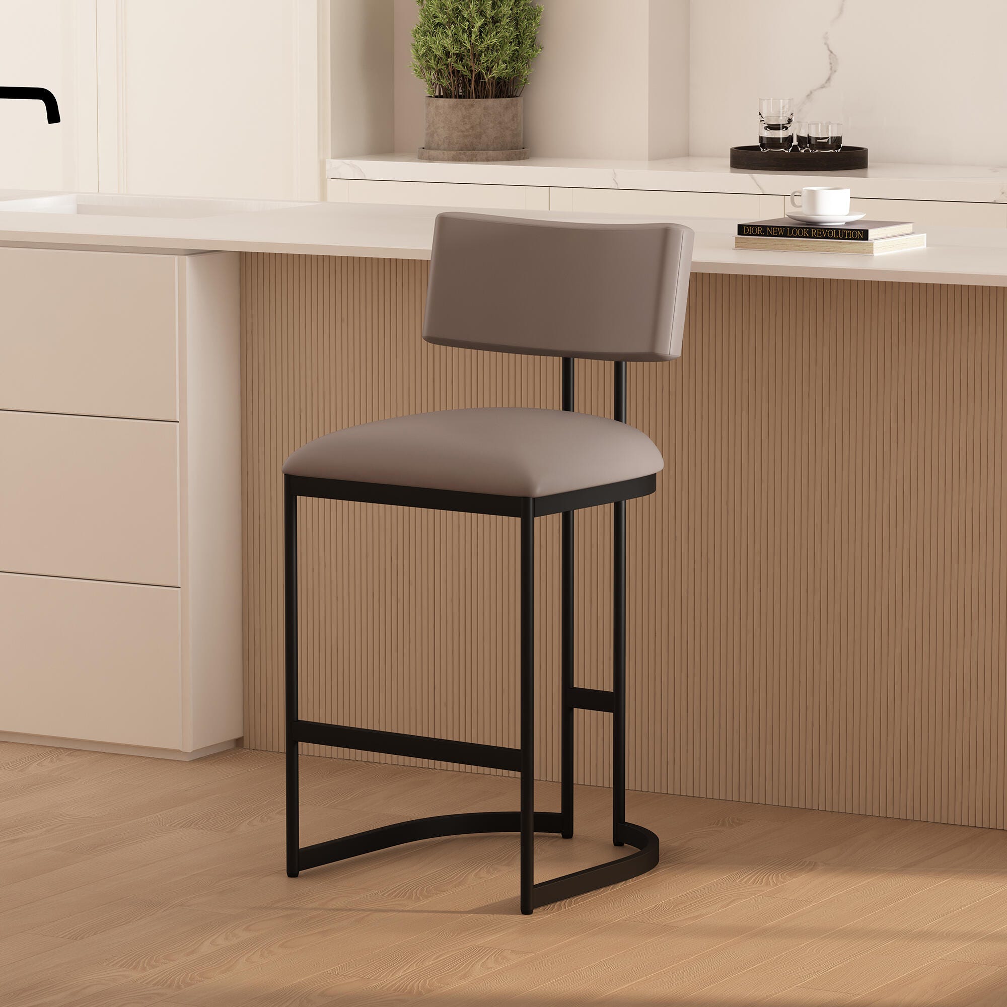 Manhattan Comfort Juno Counter Height Bar Stool, Taupe, large