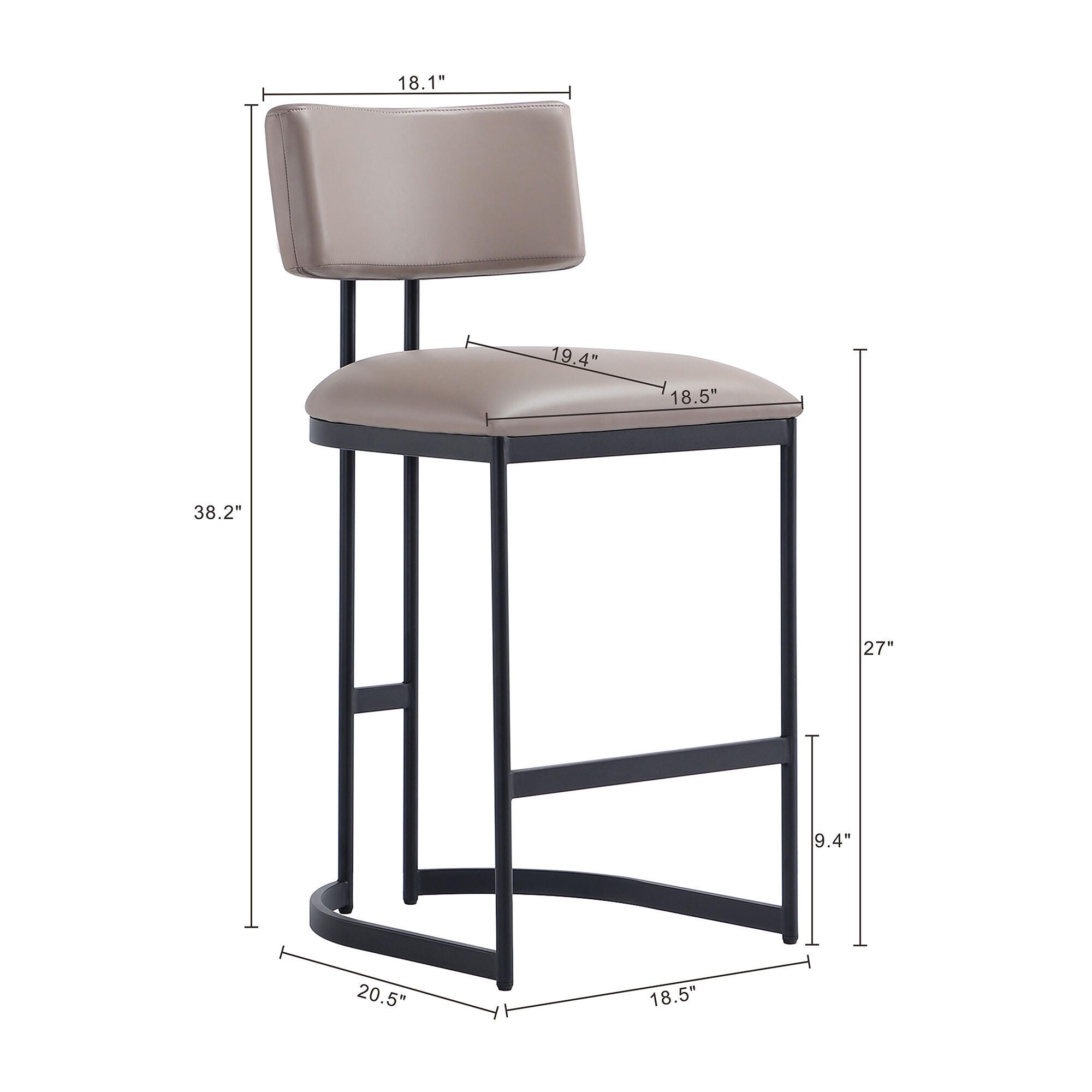 Manhattan Comfort Juno Counter Height Bar Stool, Taupe, large