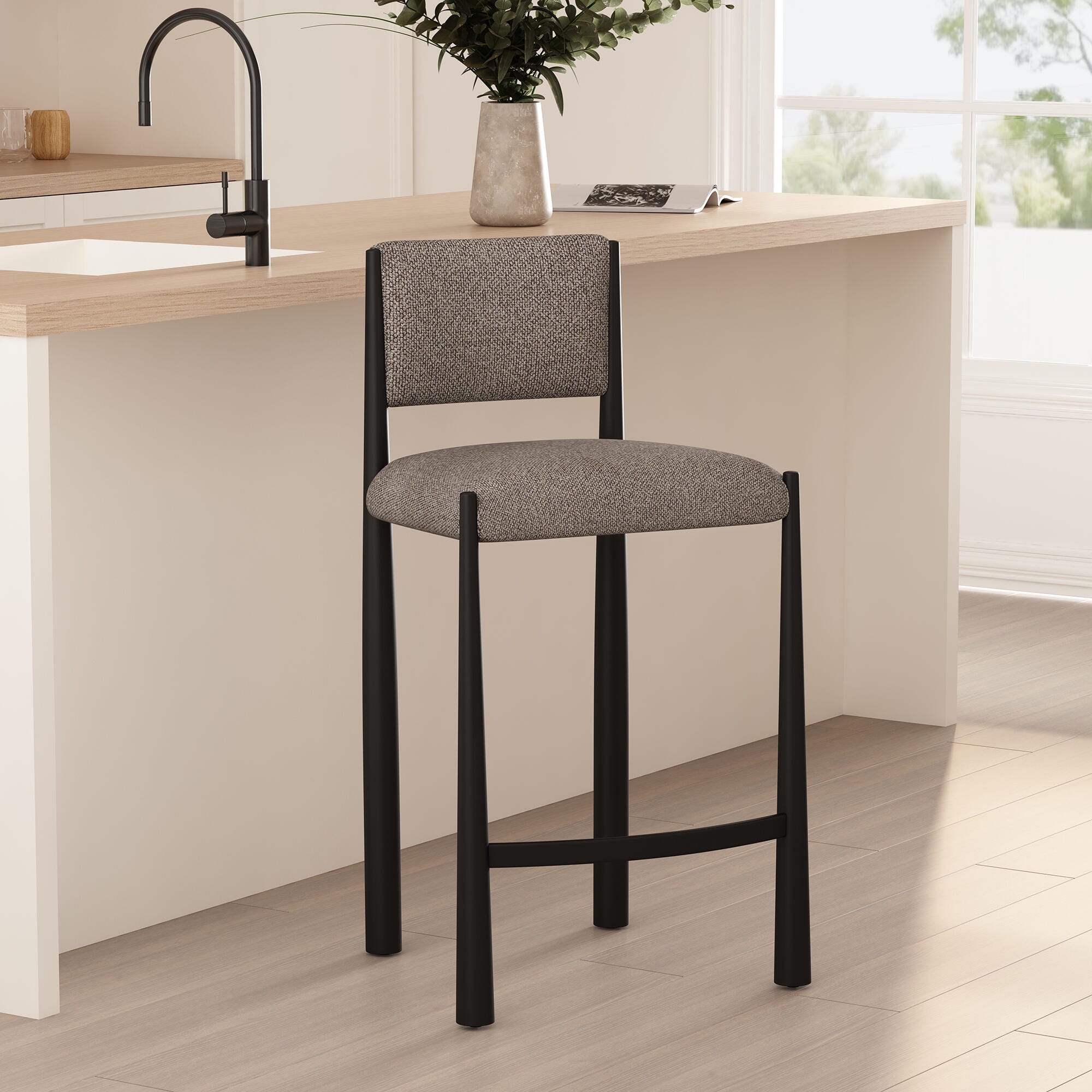 Manhattan Comfort Lennor Counter Height Bar Stool, Mushroom, rollover