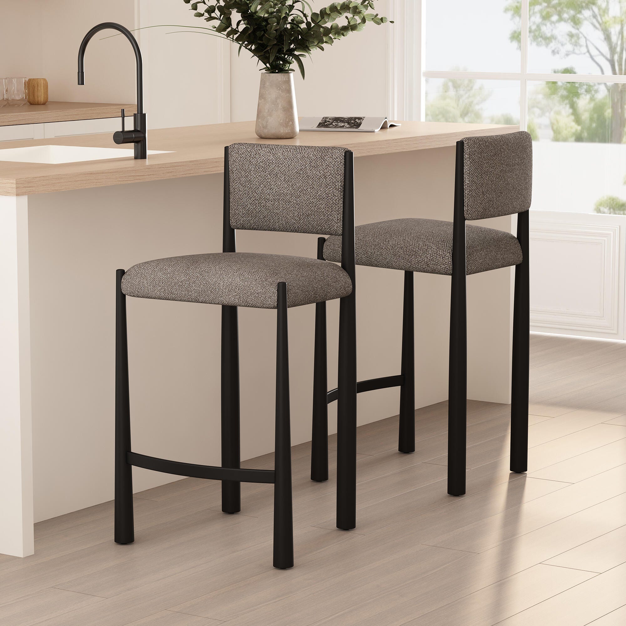 Manhattan Comfort Lennor Counter Height Bar Stool, Mushroom, large