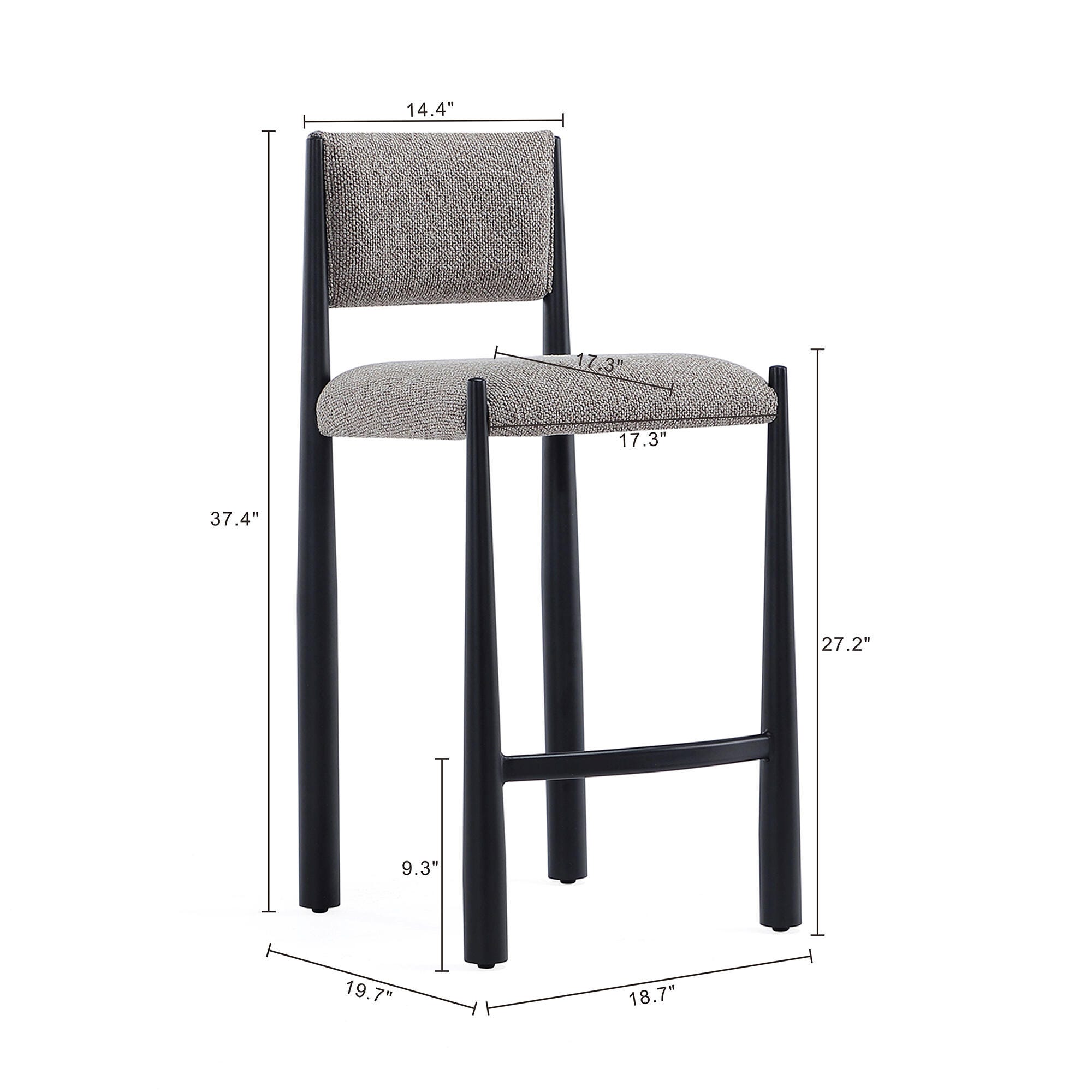 Manhattan Comfort Lennor Counter Height Bar Stool, Mushroom, large