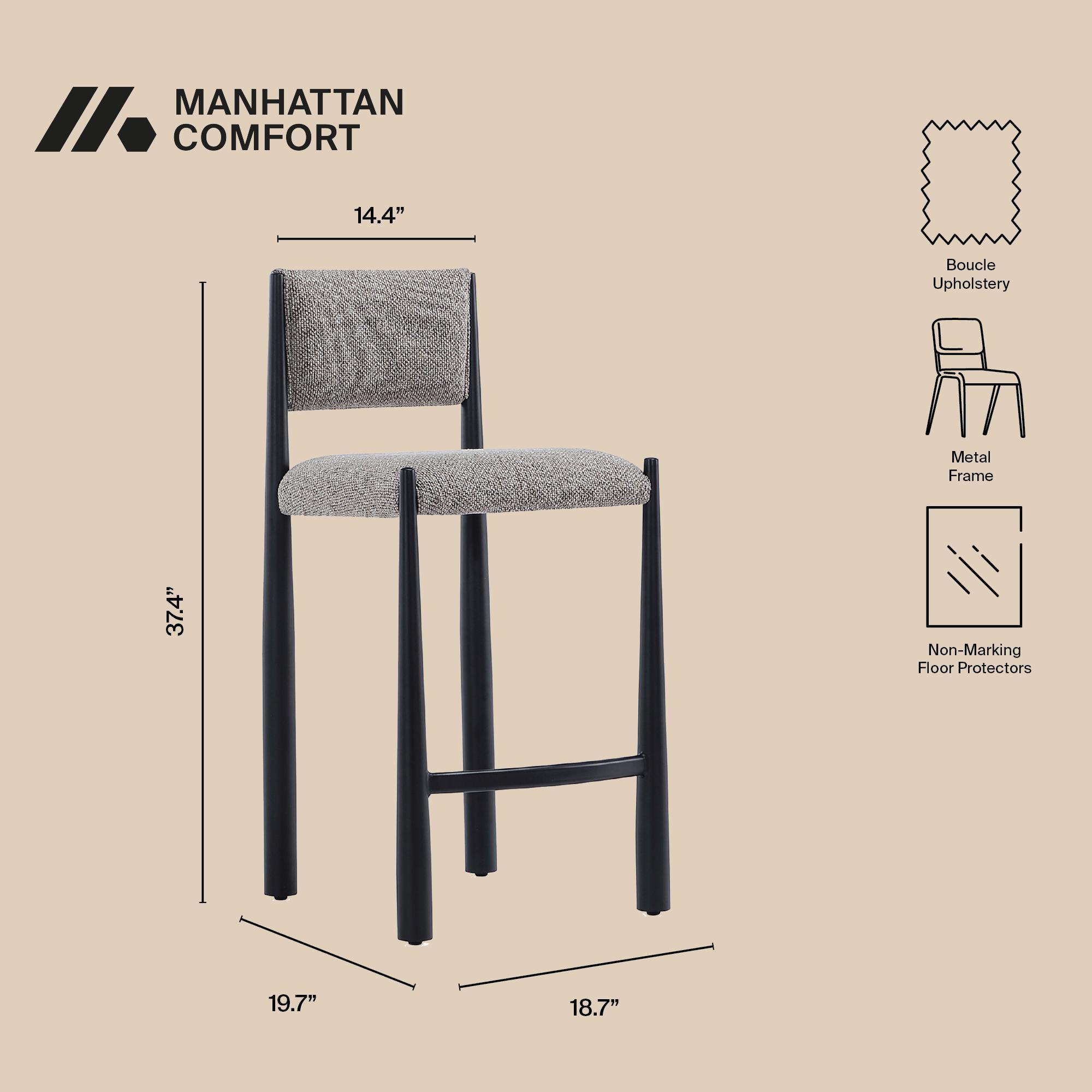 Manhattan Comfort Lennor Counter Height Bar Stool, Mushroom, large