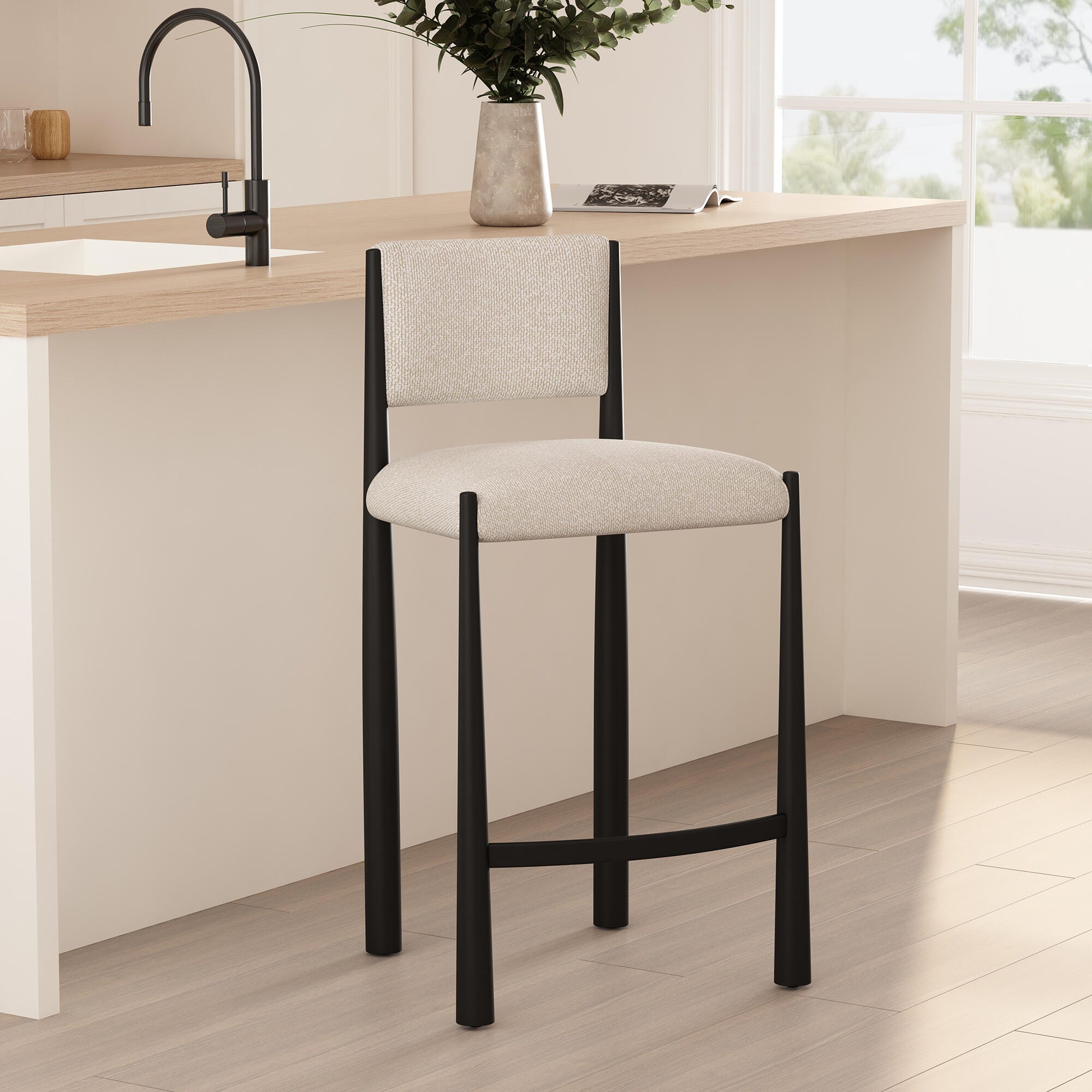 Manhattan Comfort Lennor Counter Height Bar Stool, Cream, rollover