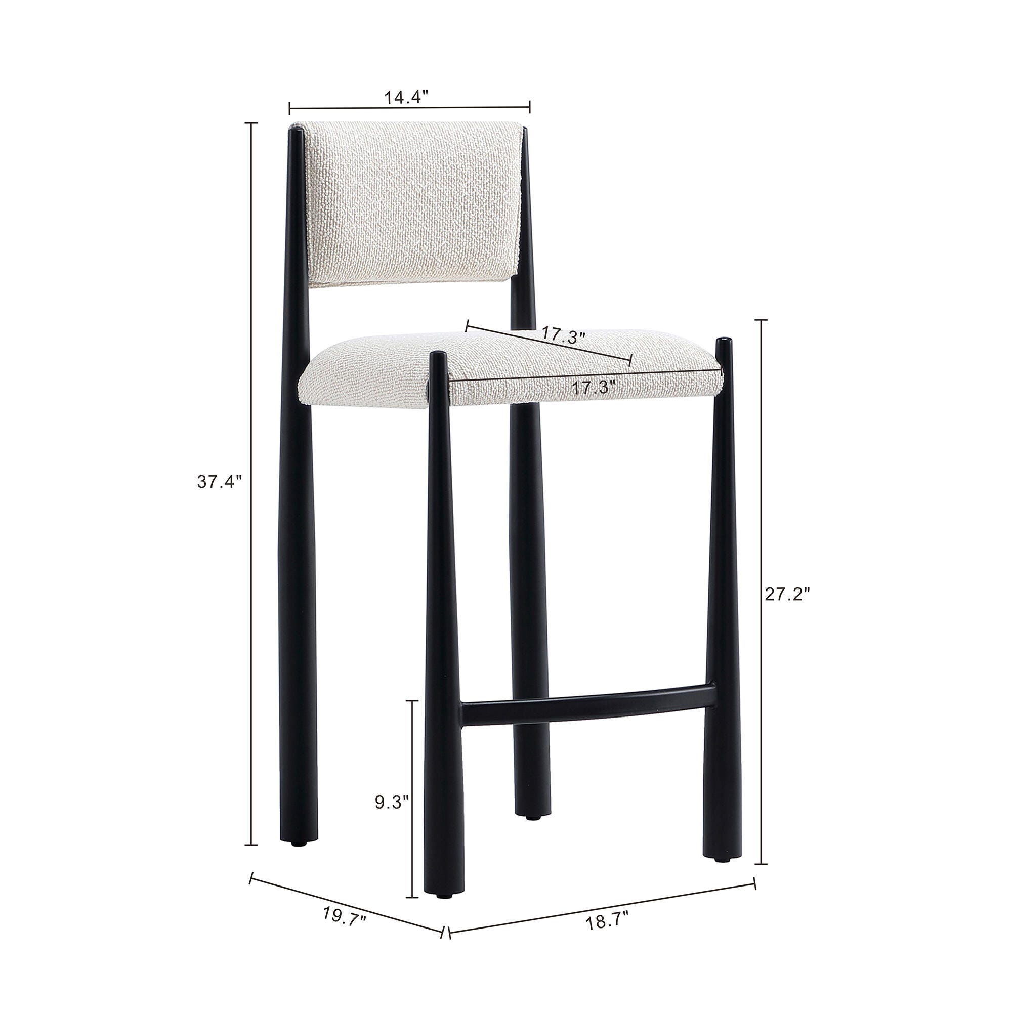 Manhattan Comfort Lennor Counter Height Bar Stool, Cream, large