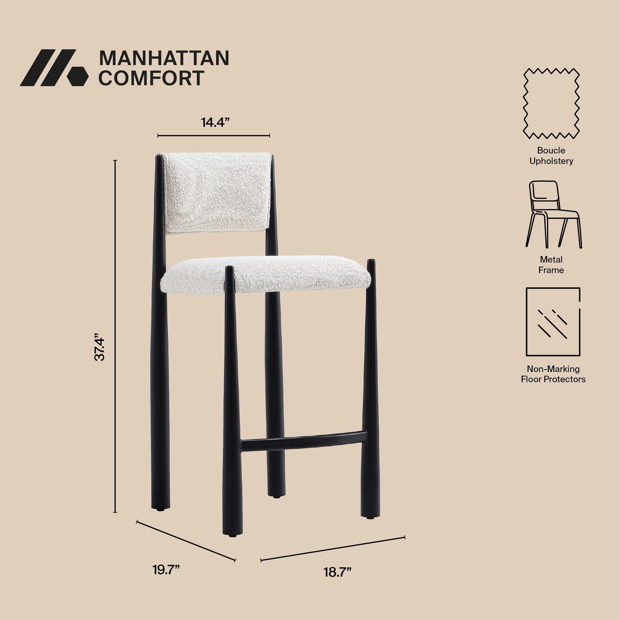 Manhattan Comfort Lennor Counter Height Bar Stool, Cream, large