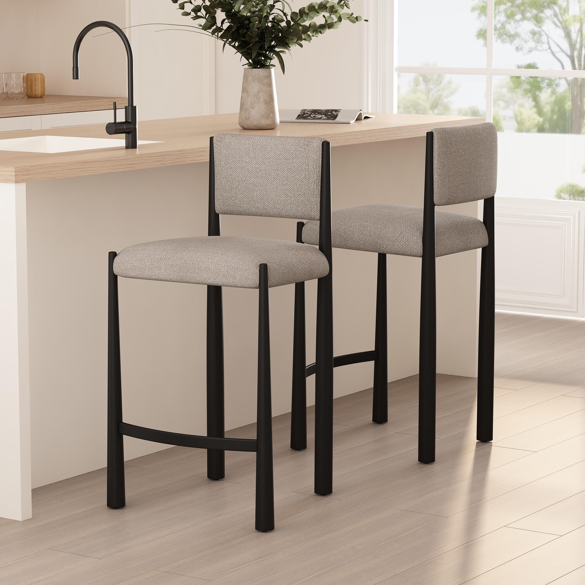 Manhattan Comfort Lennor Counter Height Bar Stool, Champagne, large