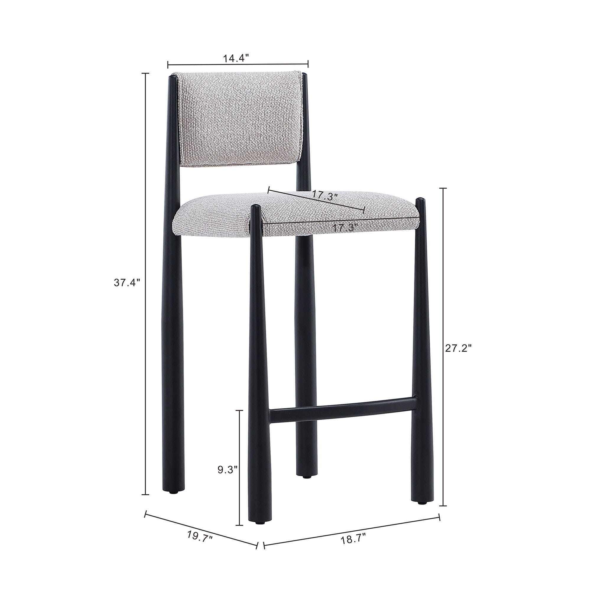 Manhattan Comfort Lennor Counter Height Bar Stool, Champagne, large