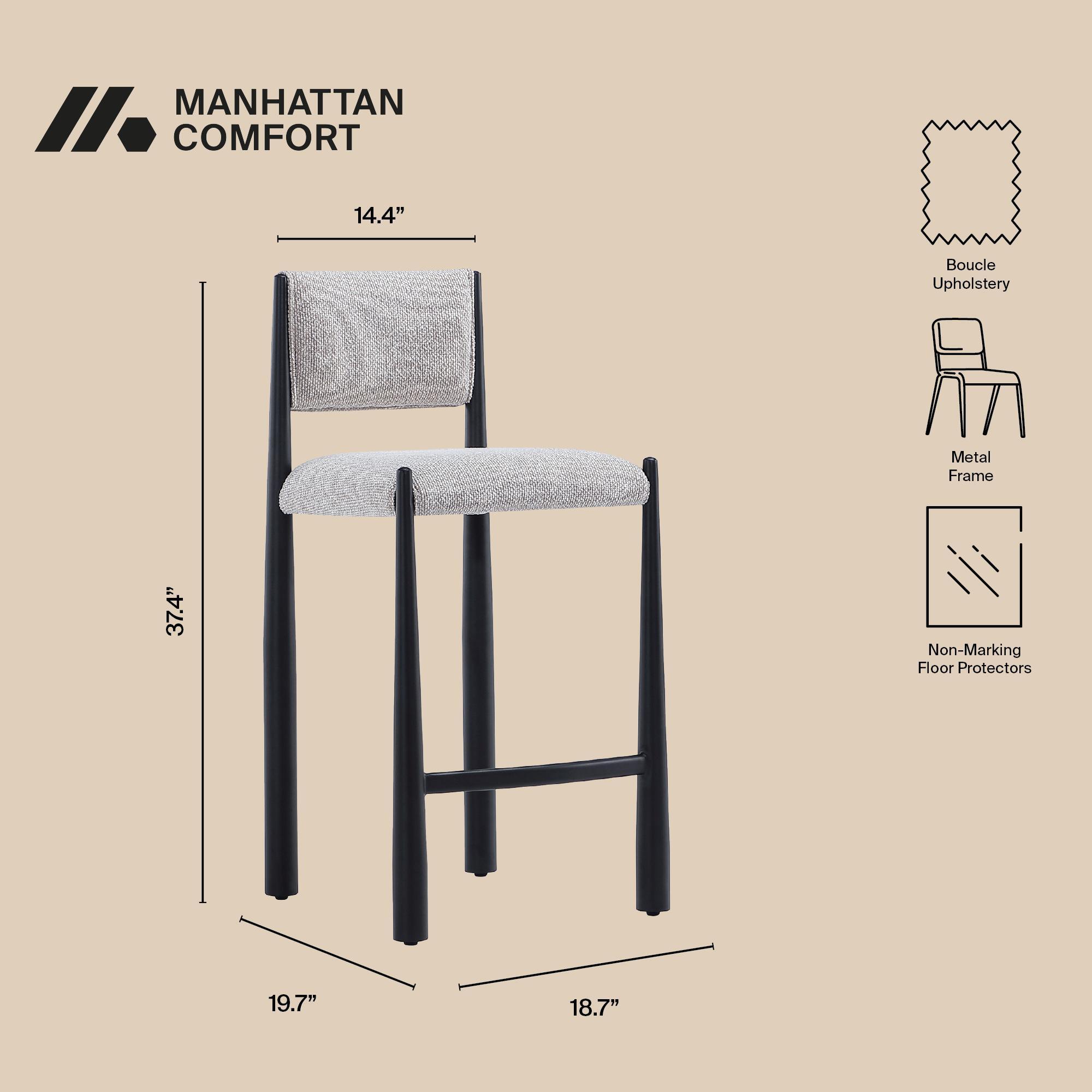 Manhattan Comfort Lennor Counter Height Bar Stool, Champagne, large