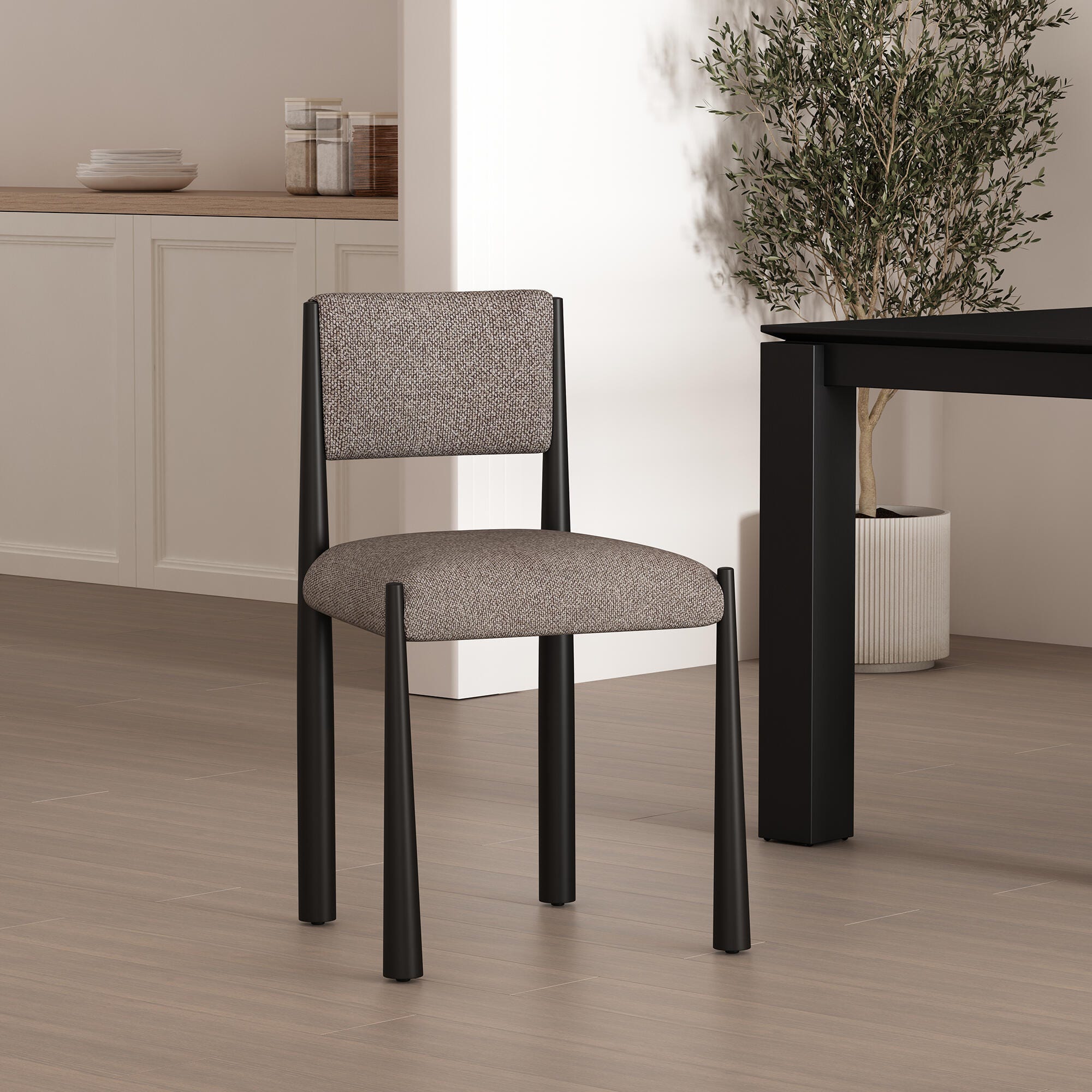 Manhattan Comfort Lennor Side Chair (Set of 2), Mushroom, rollover