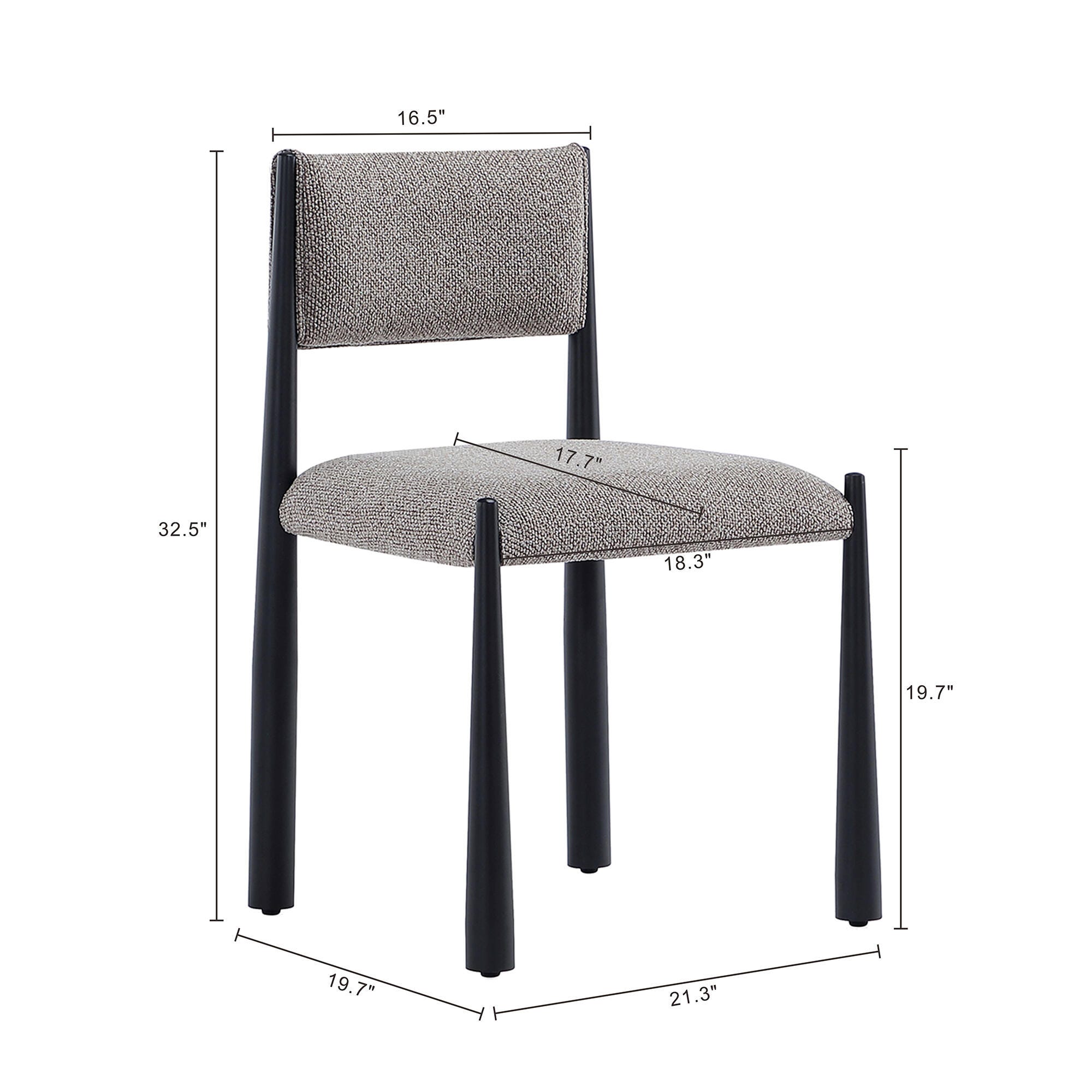 Manhattan Comfort Lennor Side Chair (Set of 2), Mushroom, large