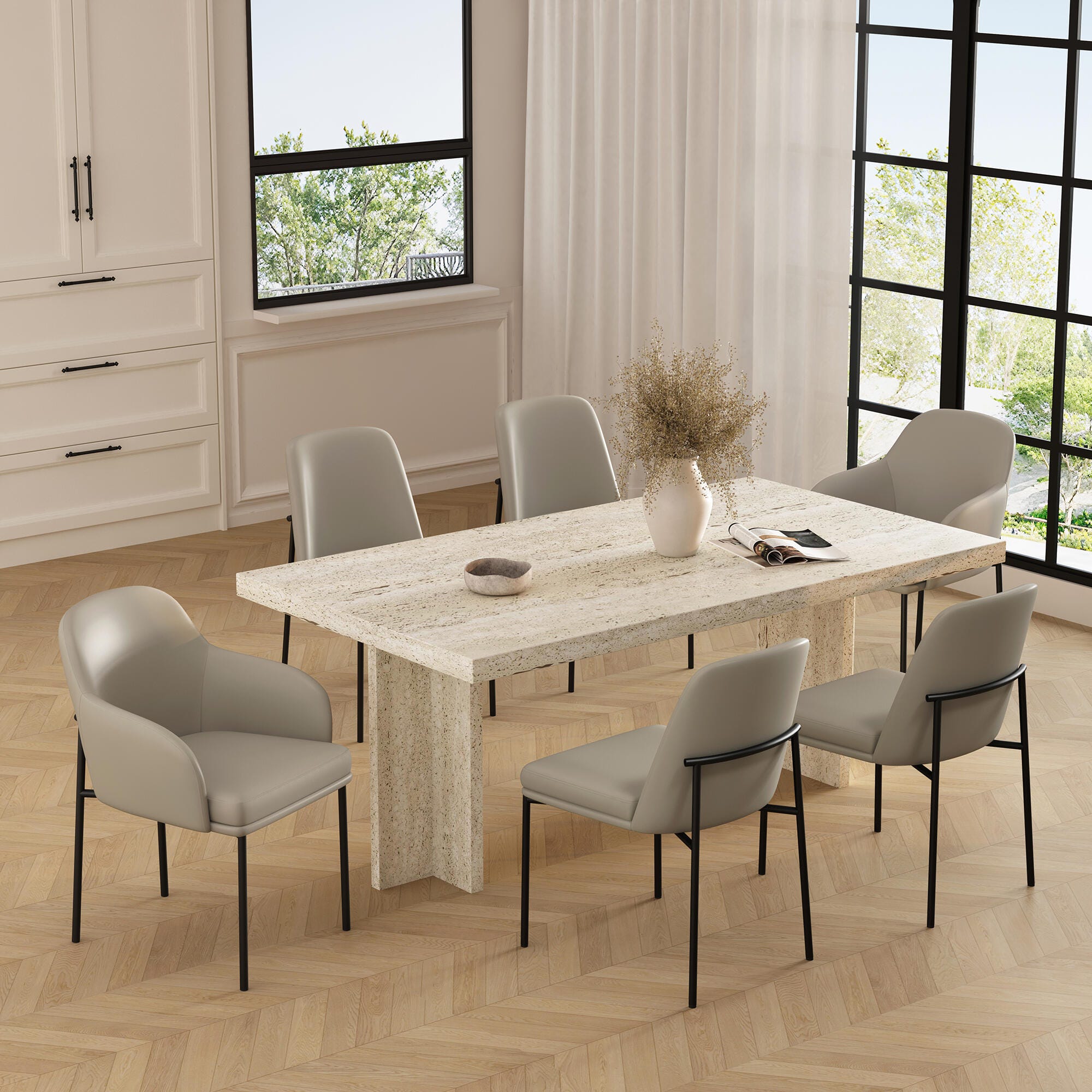 Manhattan Comfort Loft Dining Armchair (Set of 2), Stone Gray, large