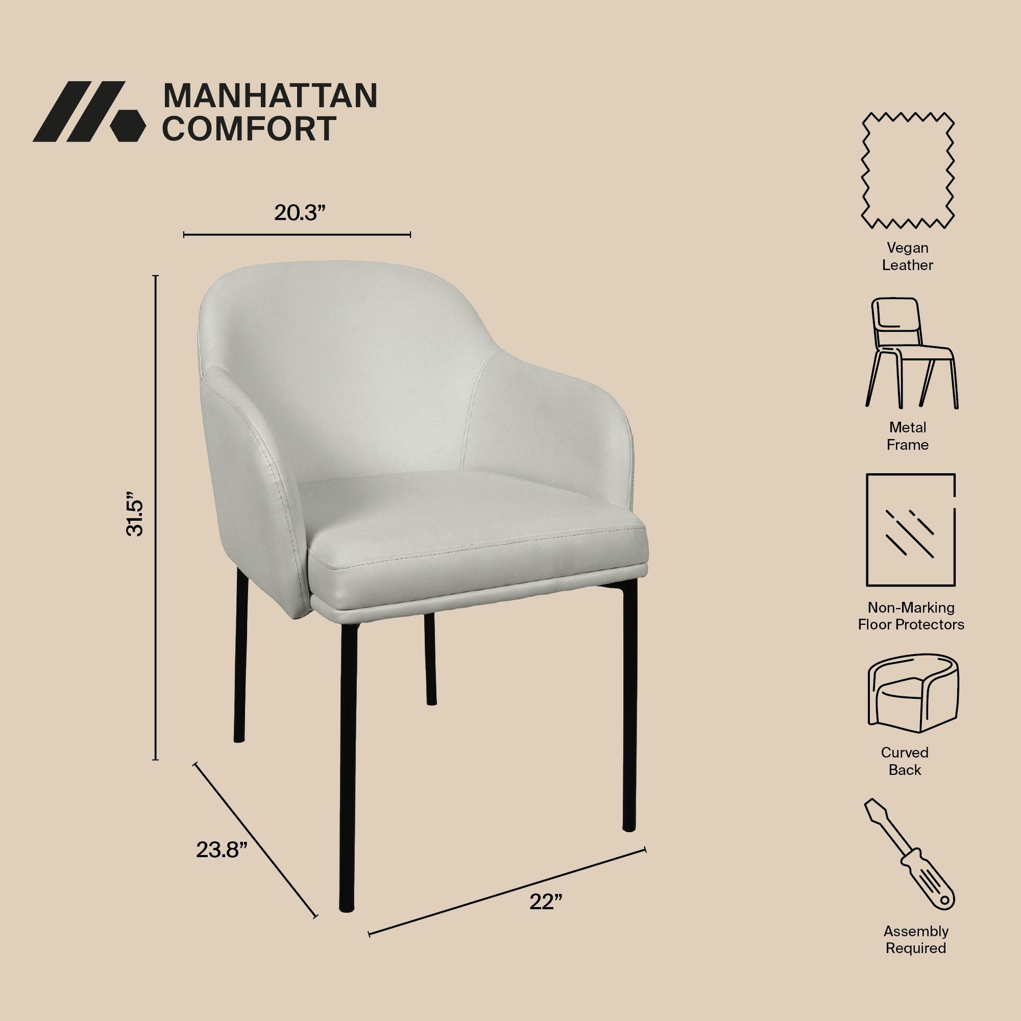 Manhattan Comfort Loft Dining Armchair (Set of 2), Stone Gray, large
