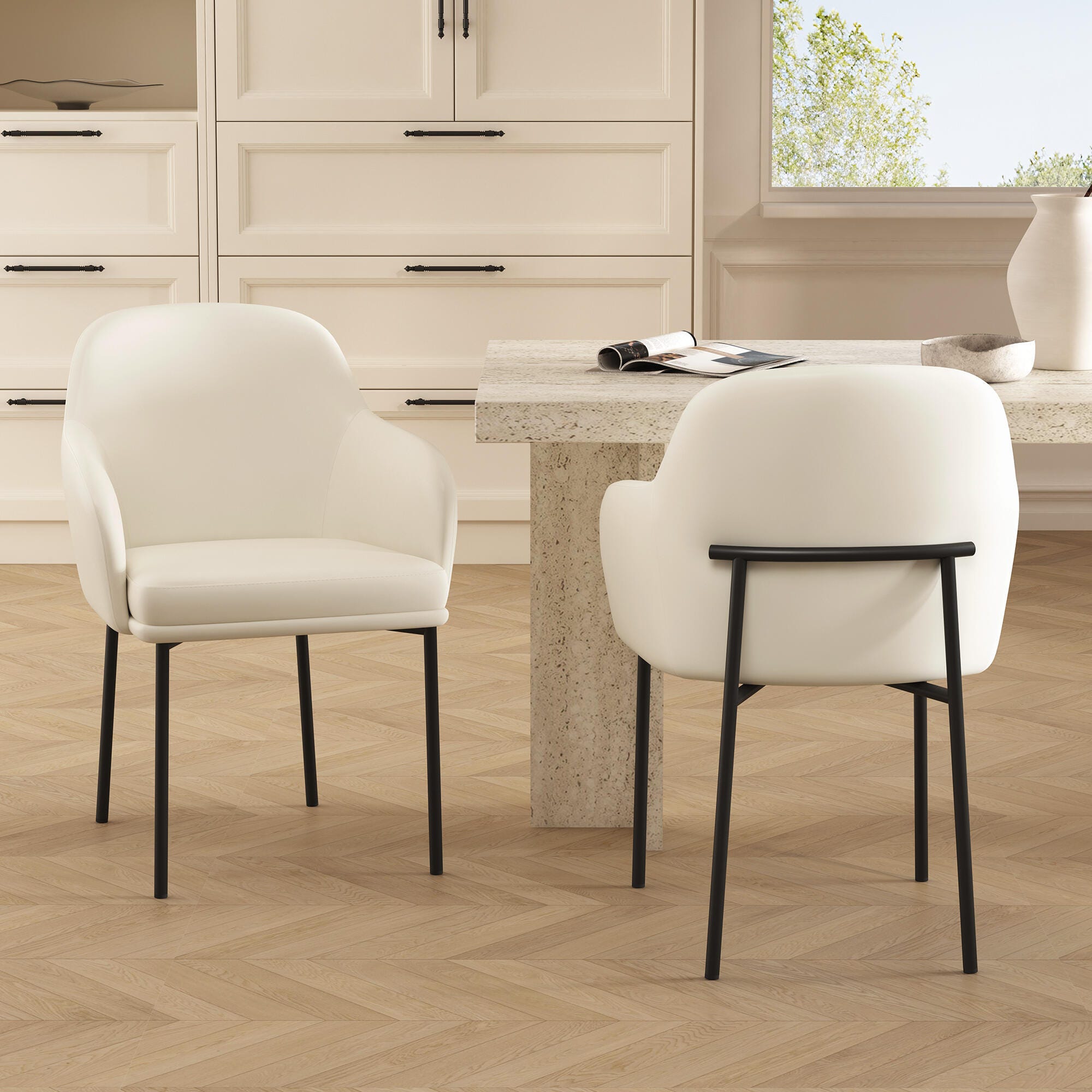 Manhattan Comfort Loft Dining Armchair (Set of 2), Ivory, large