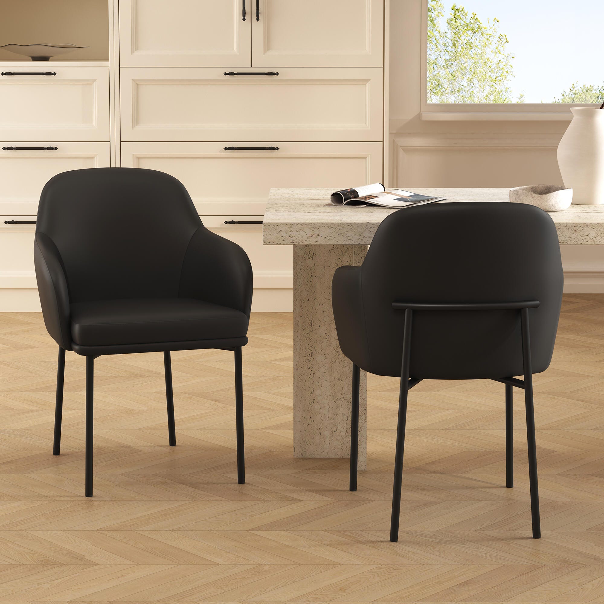 Manhattan Comfort Loft Dining Armchair (Set of 2), Black, large