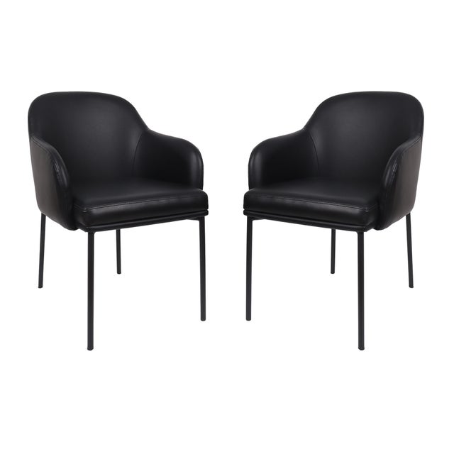 Manhattan Comfort Loft Dining Armchair (Set of 2), Black