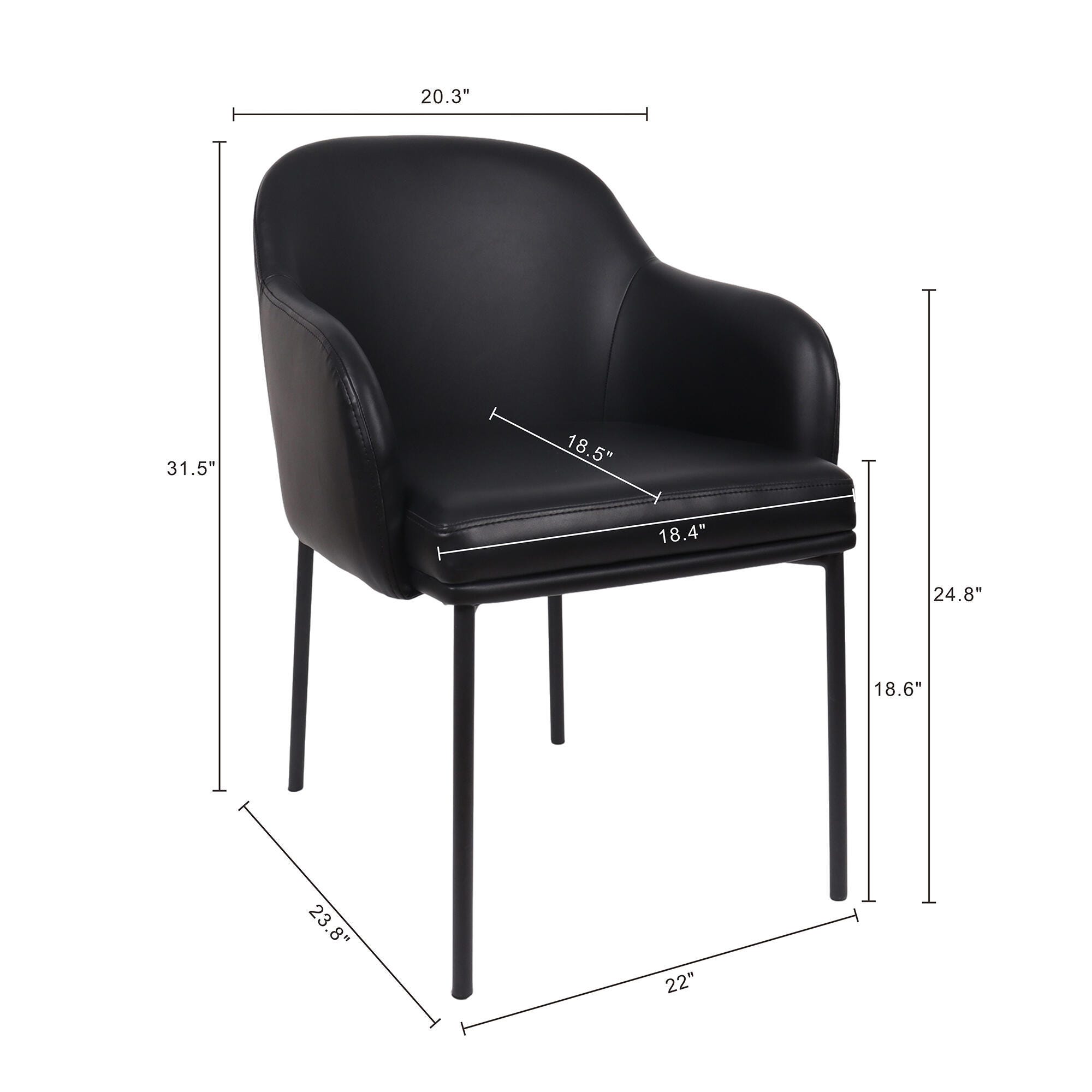 Manhattan Comfort Loft Dining Armchair (Set of 2), Black, large