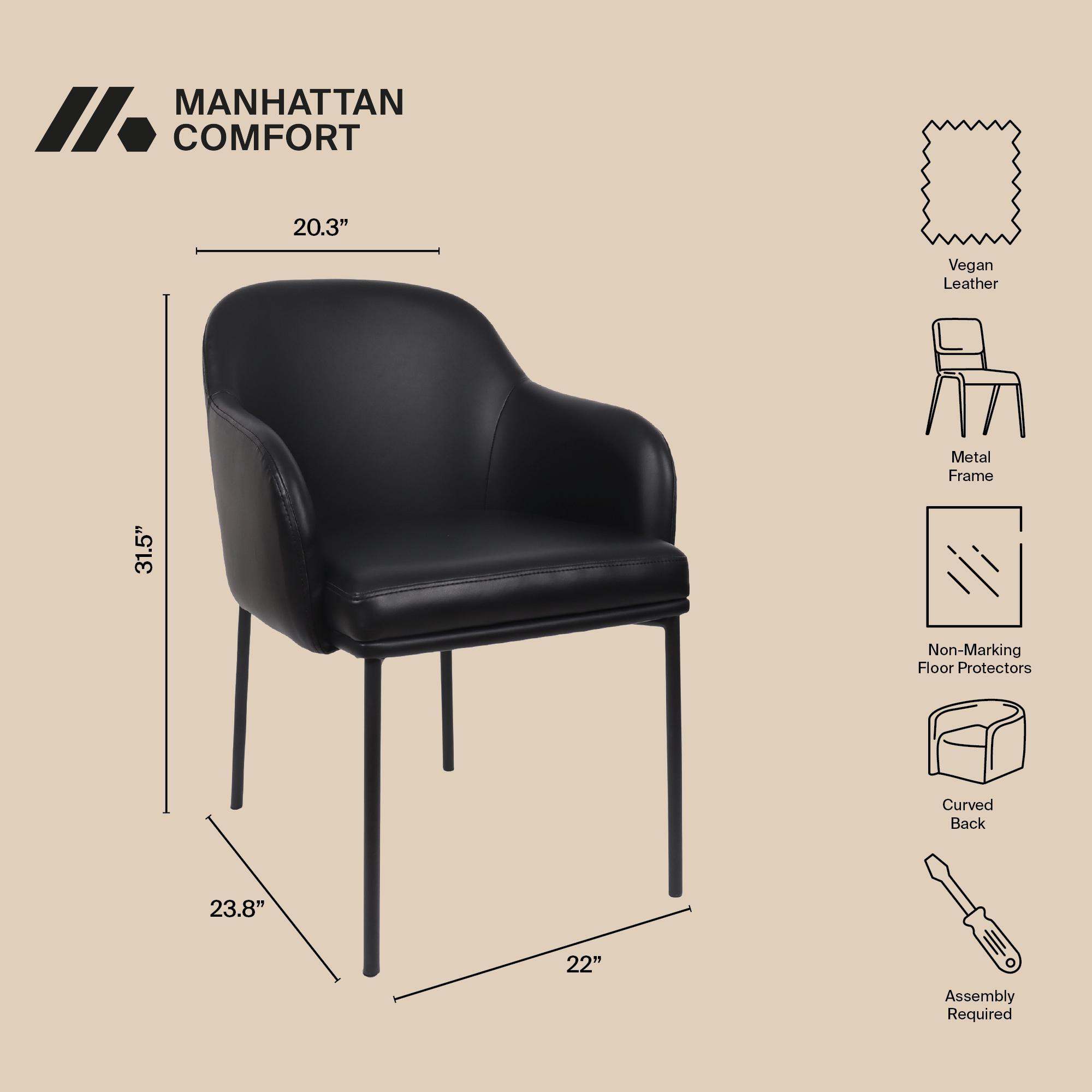 Manhattan Comfort Loft Dining Armchair (Set of 2), Black, large