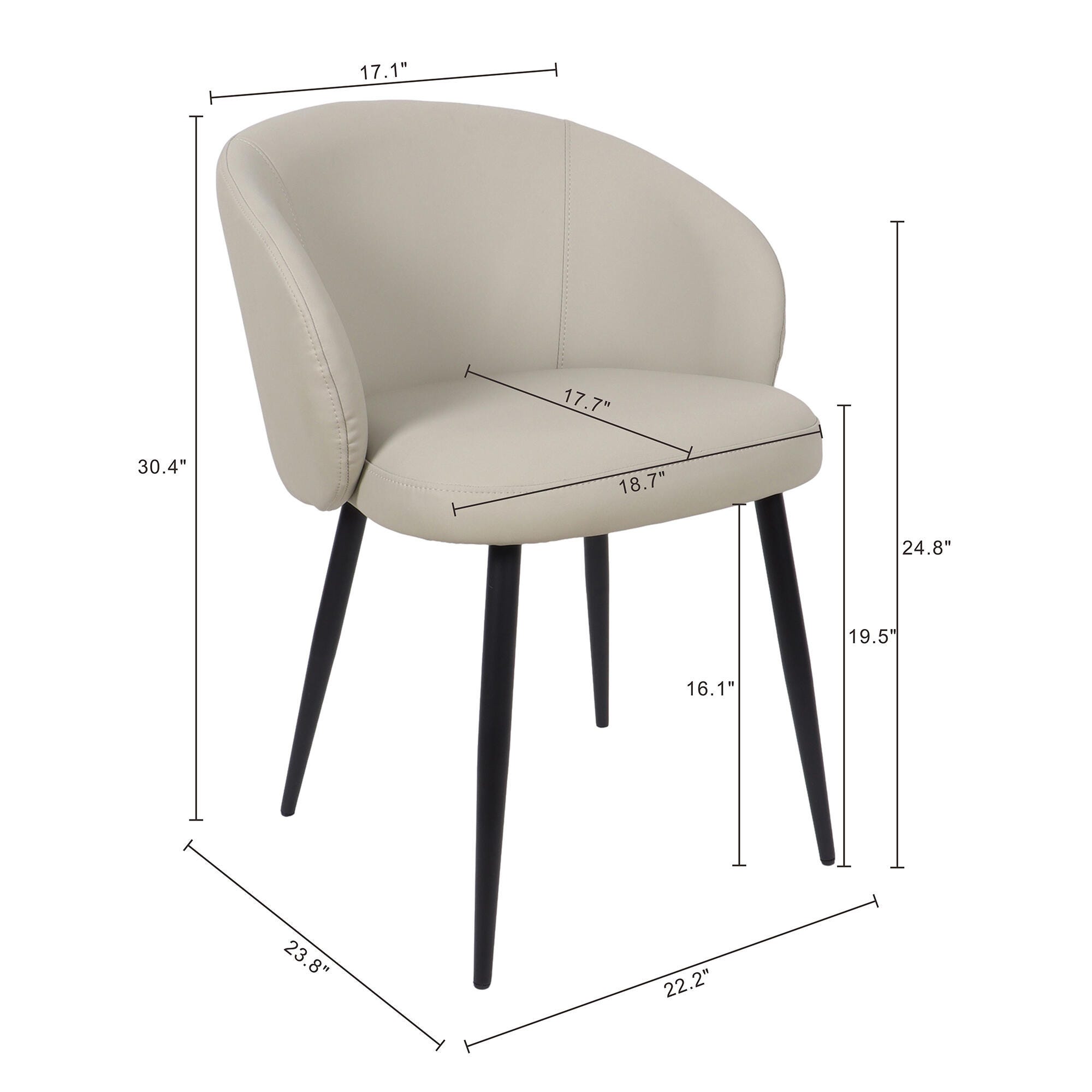 Manhattan Comfort Looma Side Chair (Set of 2), Stone Gray, large