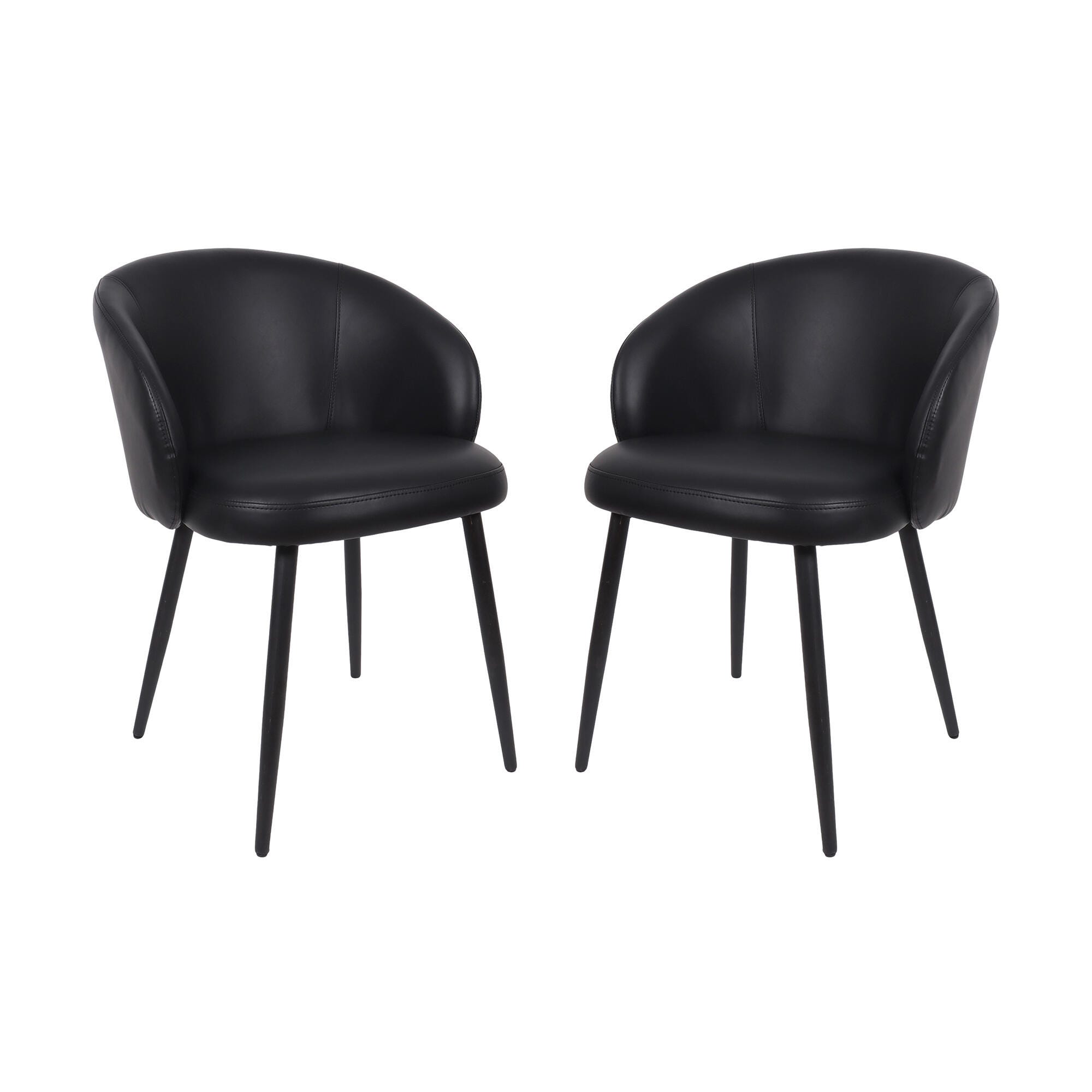 Manhattan Comfort Looma Side Chair (Set of 2), Black, large