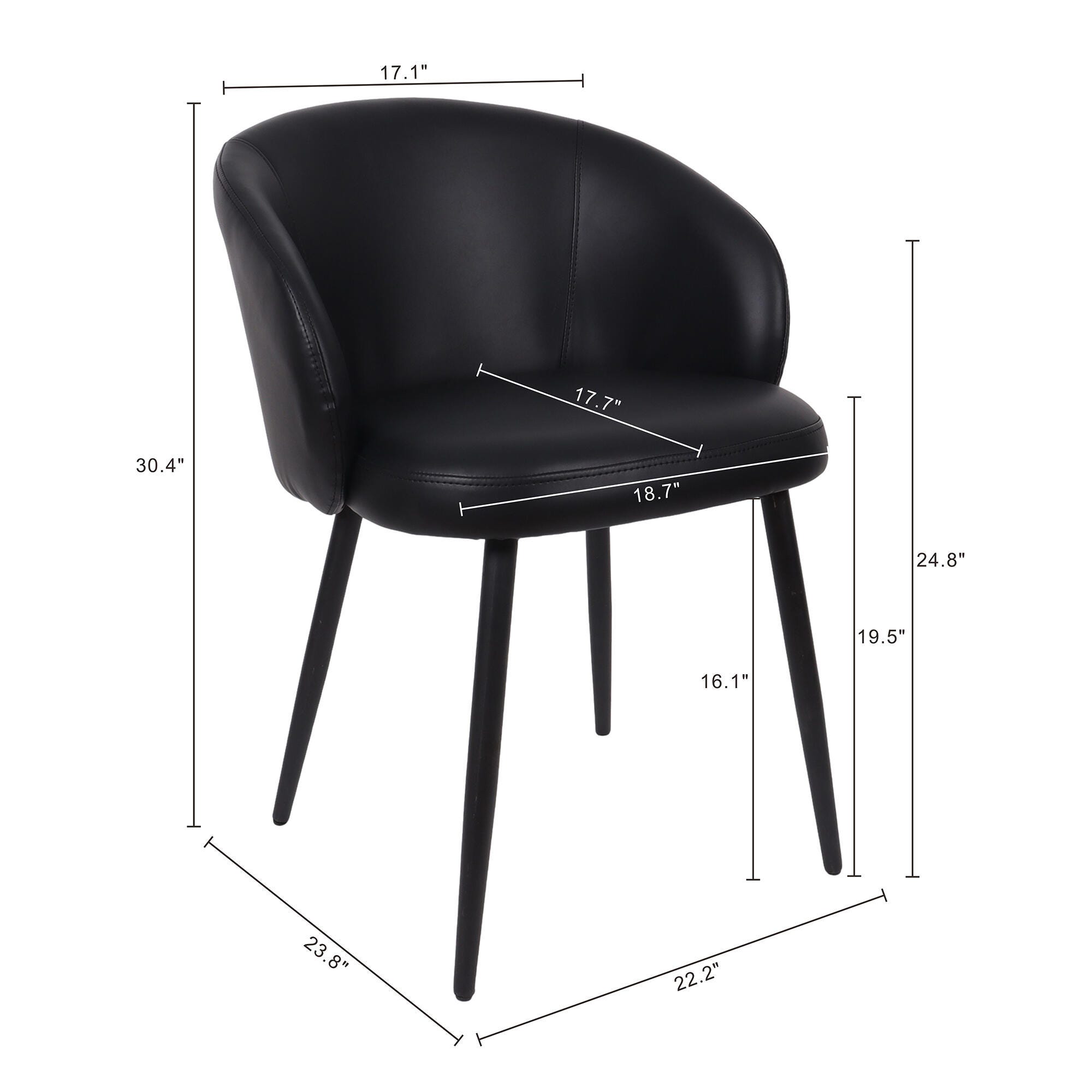 Manhattan Comfort Looma Side Chair (Set of 2), Black, large