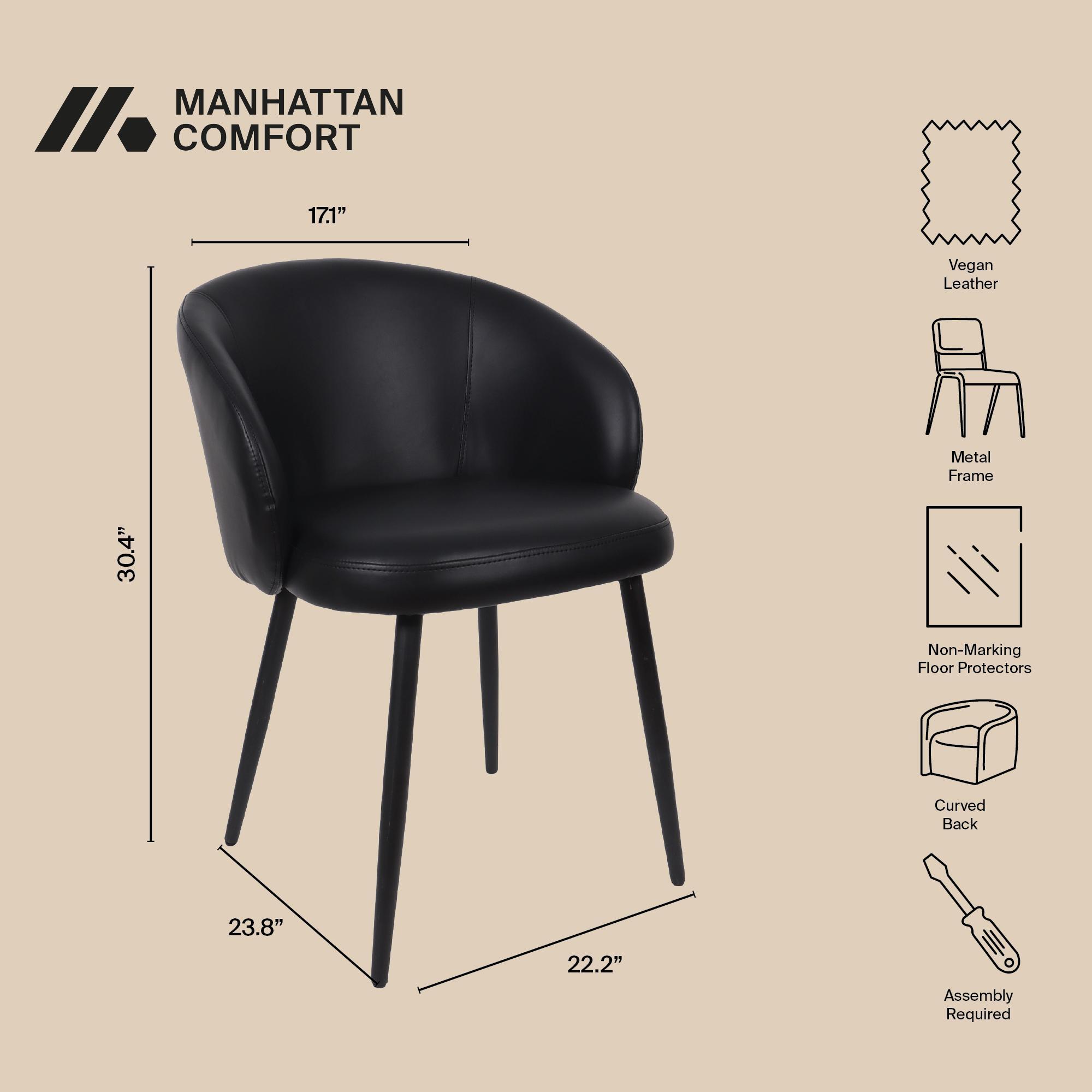 Manhattan Comfort Looma Side Chair (Set of 2), Black, large
