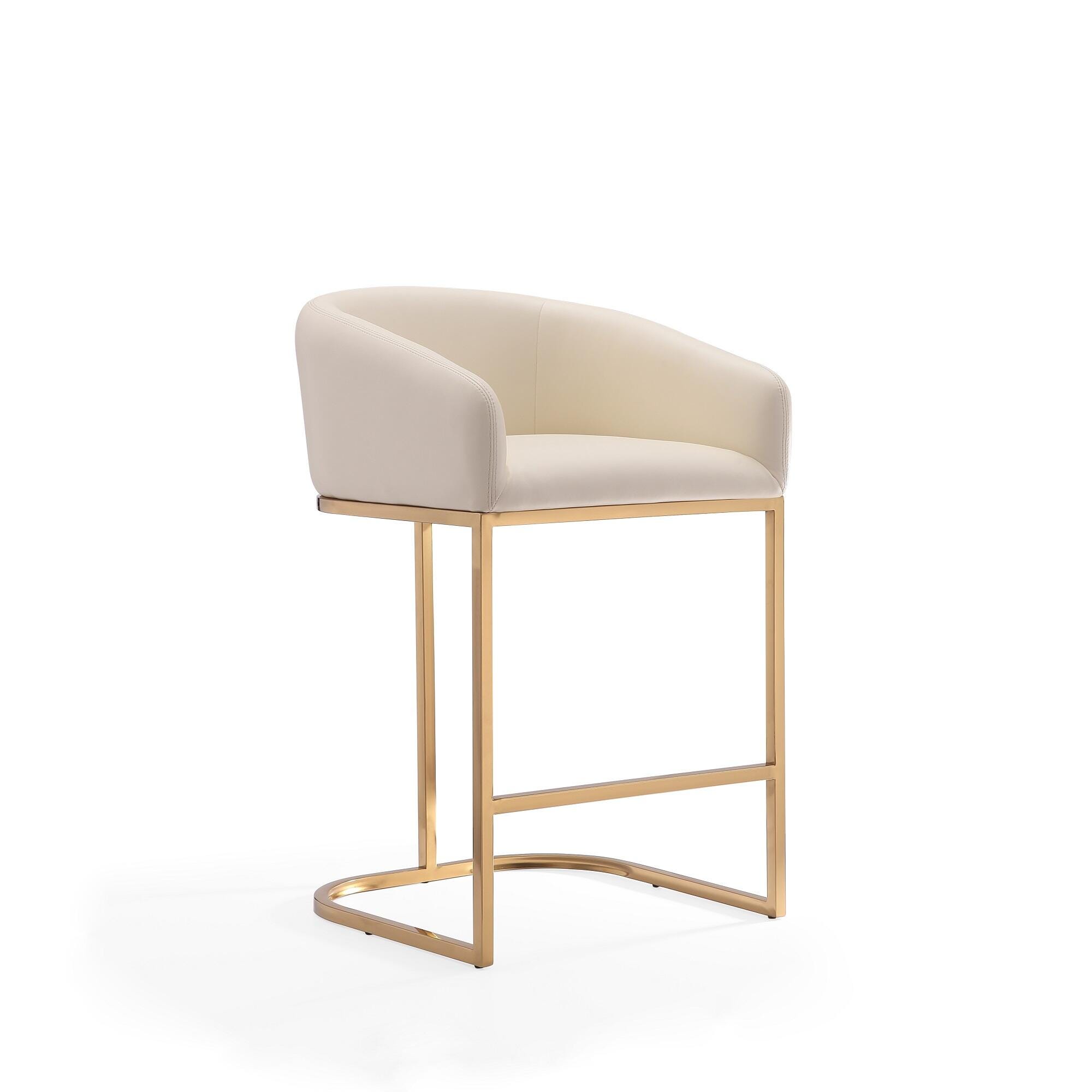 Manhattan Comfort Louvre Counter Height Bar Stool, Cream, large