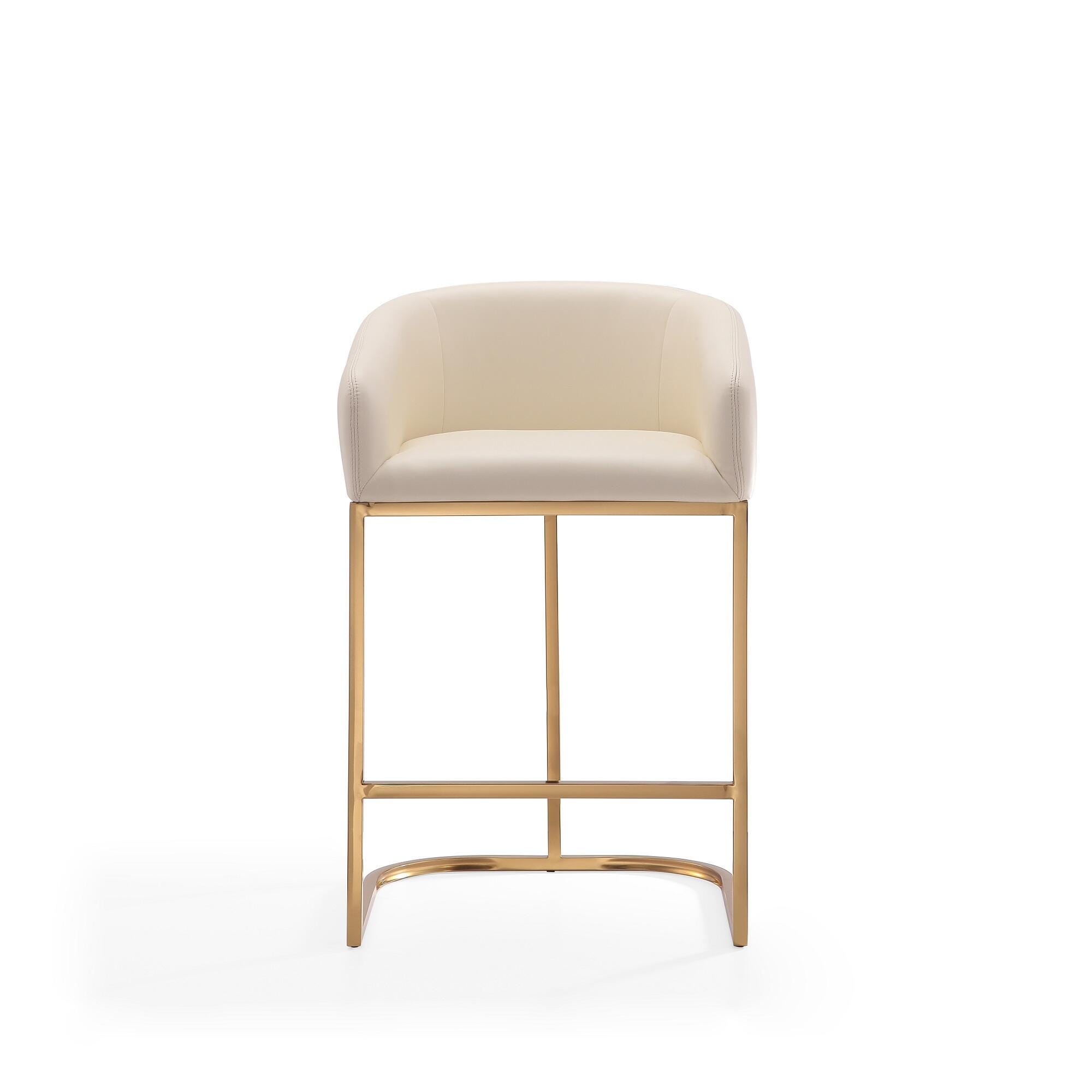 Manhattan Comfort Louvre Counter Height Bar Stool, Cream, large