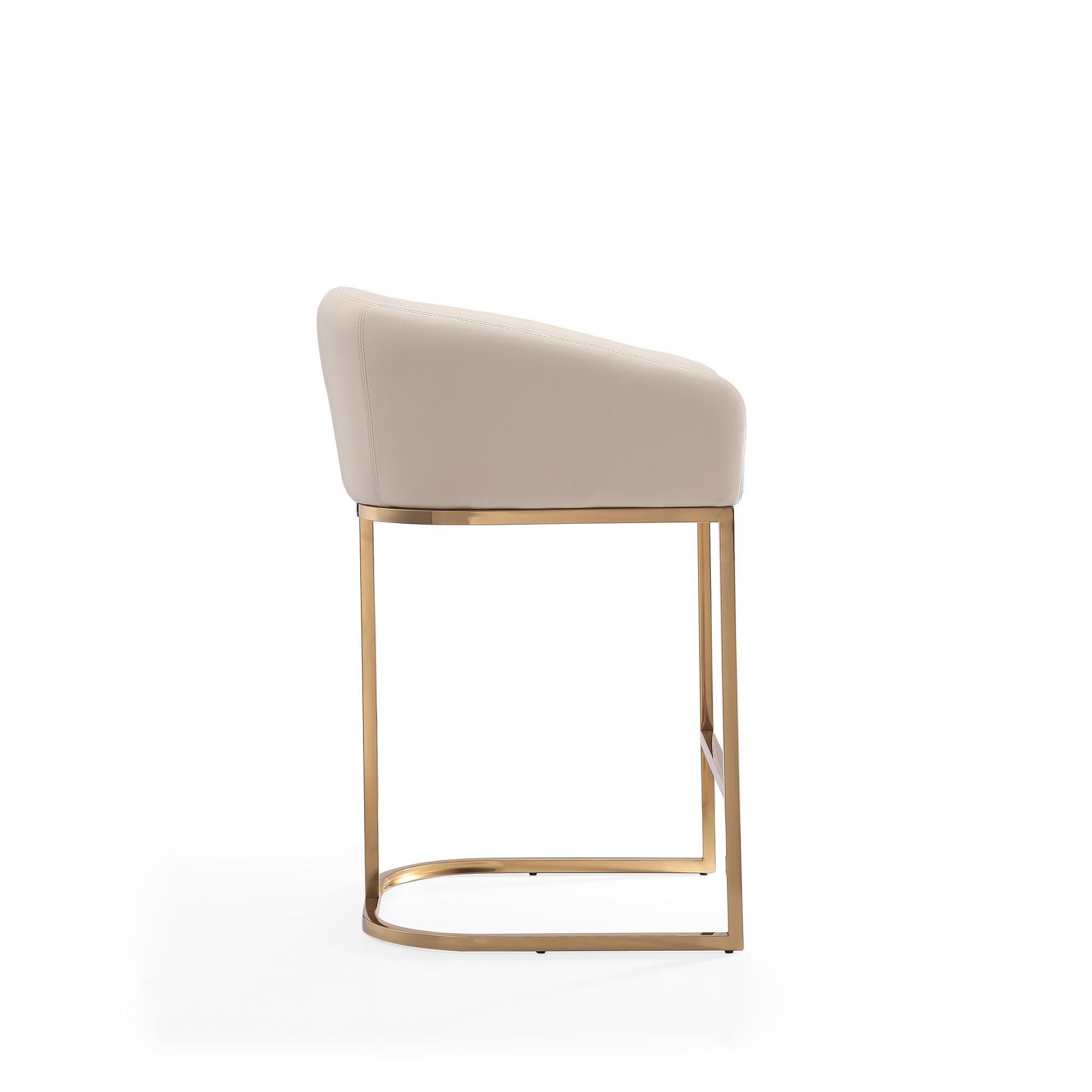 Manhattan Comfort Louvre Counter Height Bar Stool, Cream, large